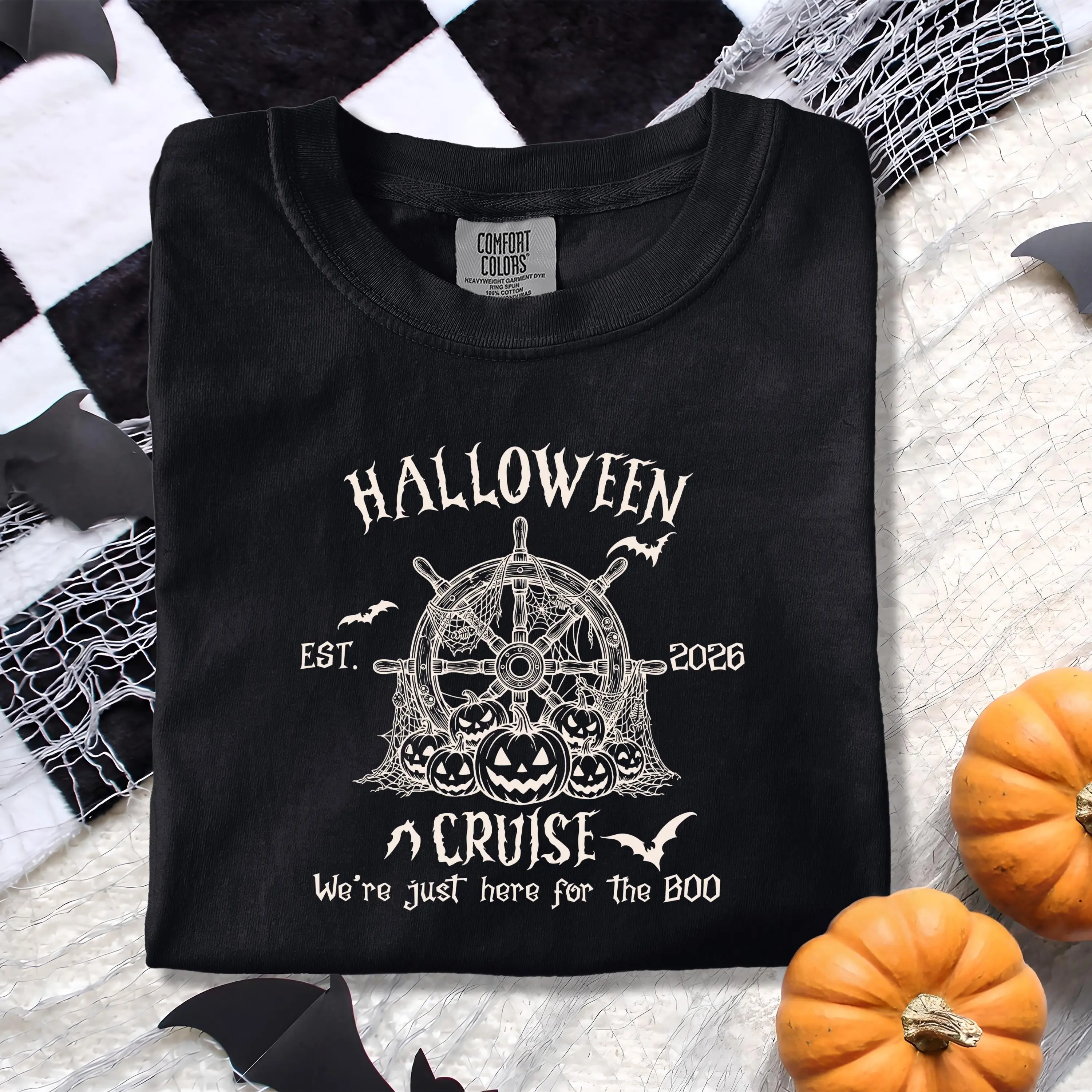 Comfort Colors Halloween Cruise Shirt, Matching Group Couples Spooky Season Graphic Tee Gift - photo 4