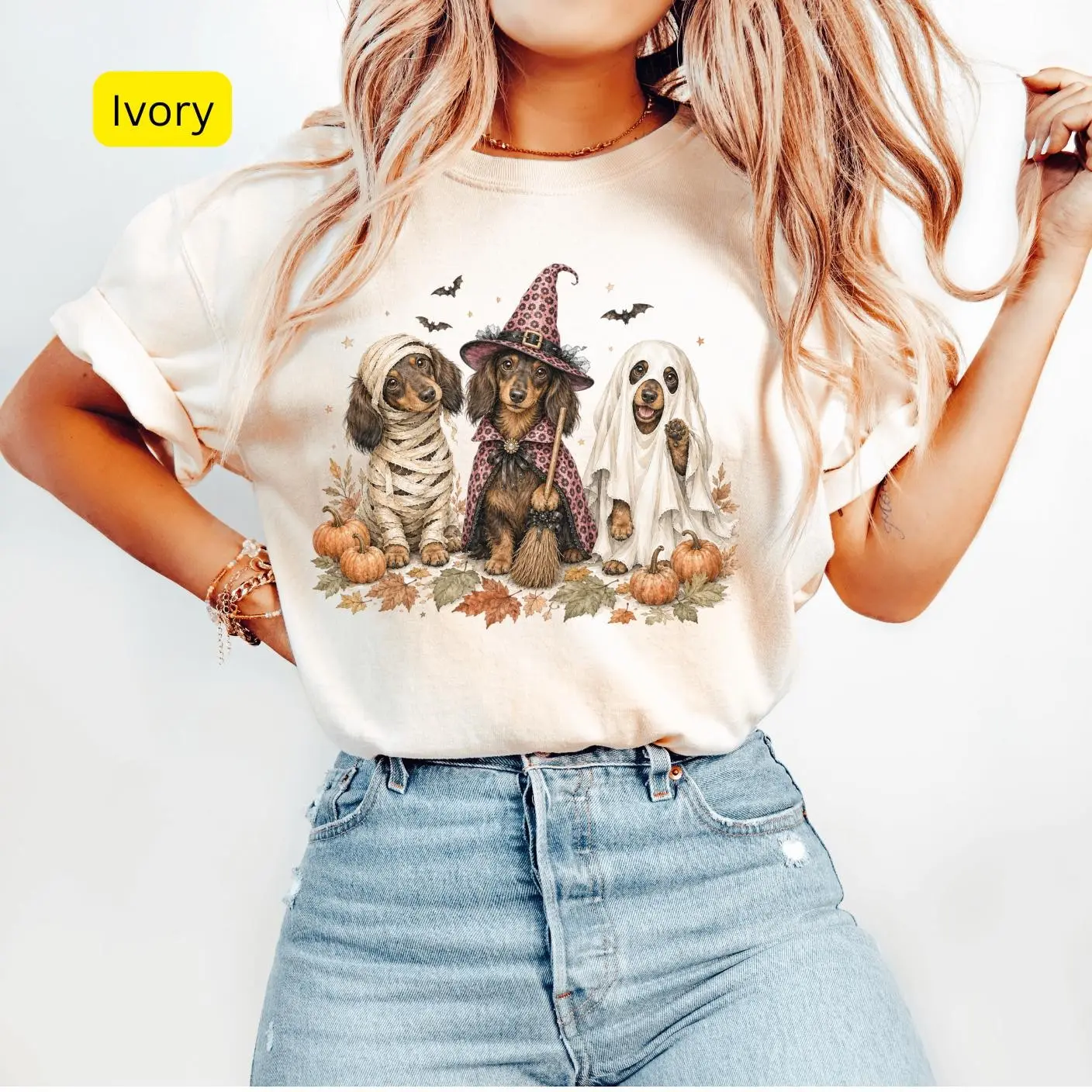 Comfort Colors Halloween Dachshund Shirt, Funny Fall Doxie Dog Lover Gift Tshirt