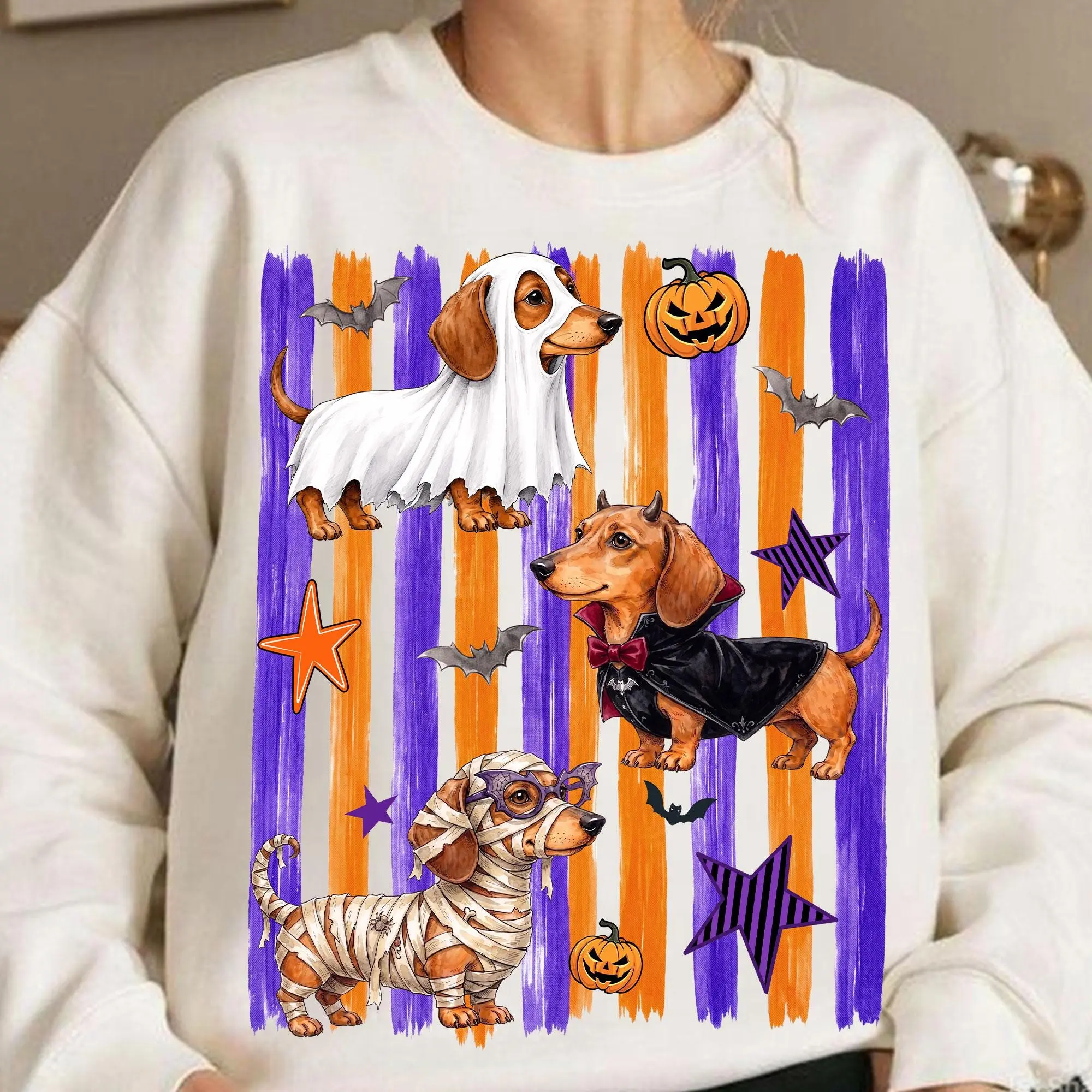 Comfort Colors Halloween Dachshund Skeleton Shirt, Funny Wiener Sausage Graphic Tee, Spooky Dog Mom Gift - photo 2