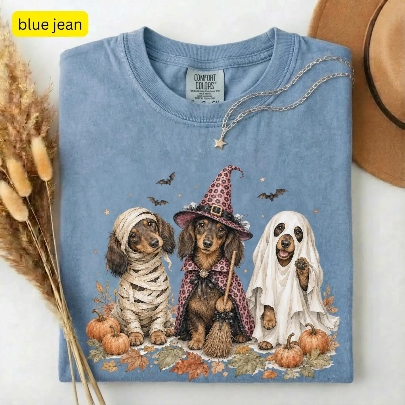 Comfort Colors Halloween Dachshund Shirt, Funny Fall Doxie Dog Lover Gift Tshirt - photo 5