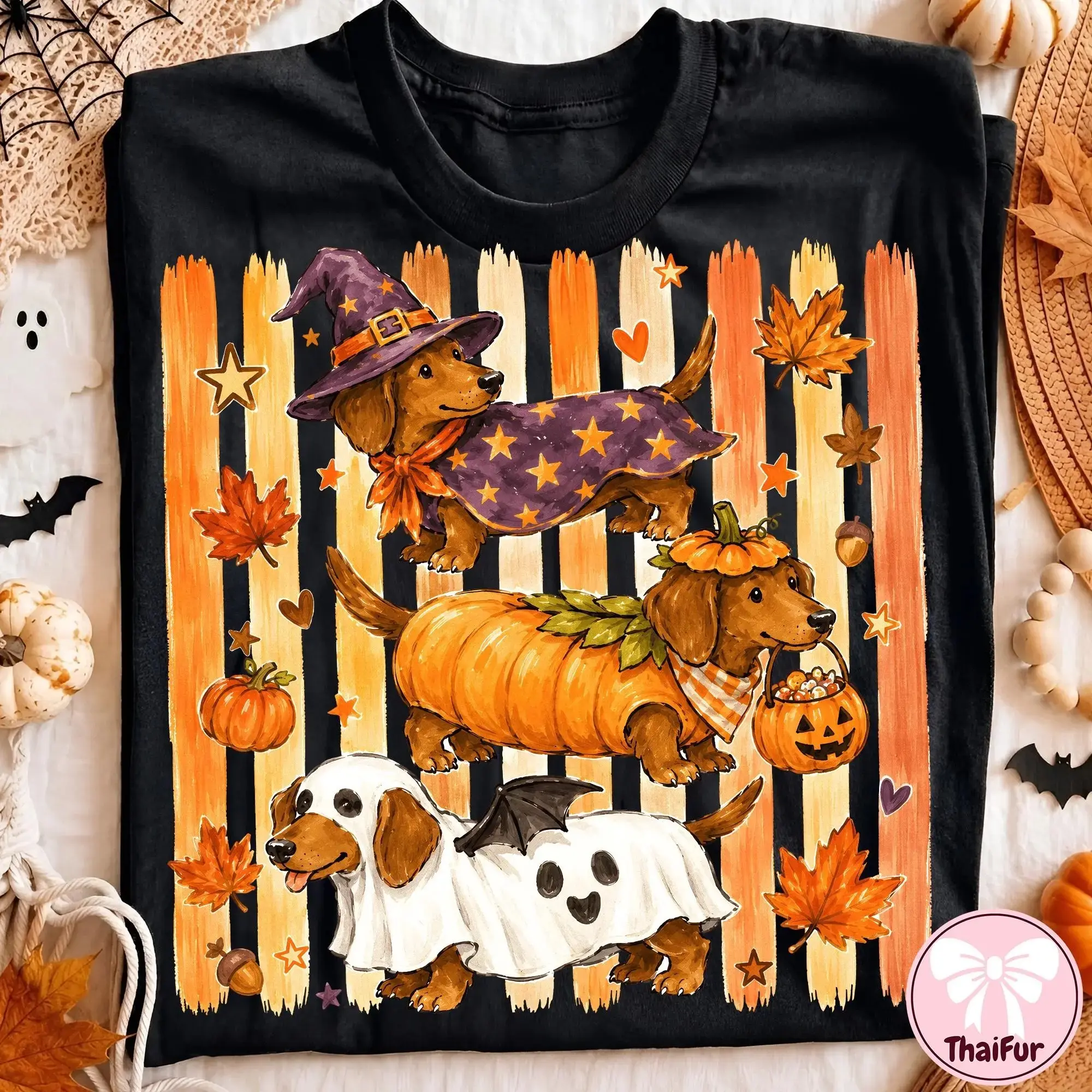 Comfort Colors Halloween Dachshund Womens Shirt, Cute Wiener Doxie Dog Graphic Tee, Spooky Season Fall Ladies - photo 3