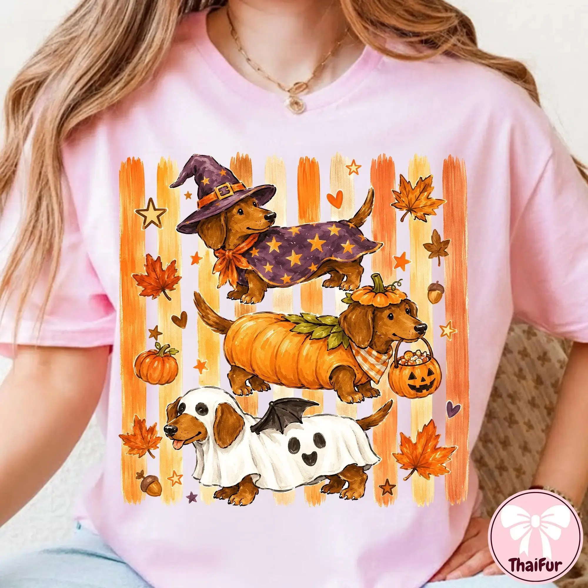 Comfort Colors Halloween Dachshund Womens Shirt, Cute Wiener Doxie Dog Graphic Tee, Spooky Season Fall Ladies - photo 5