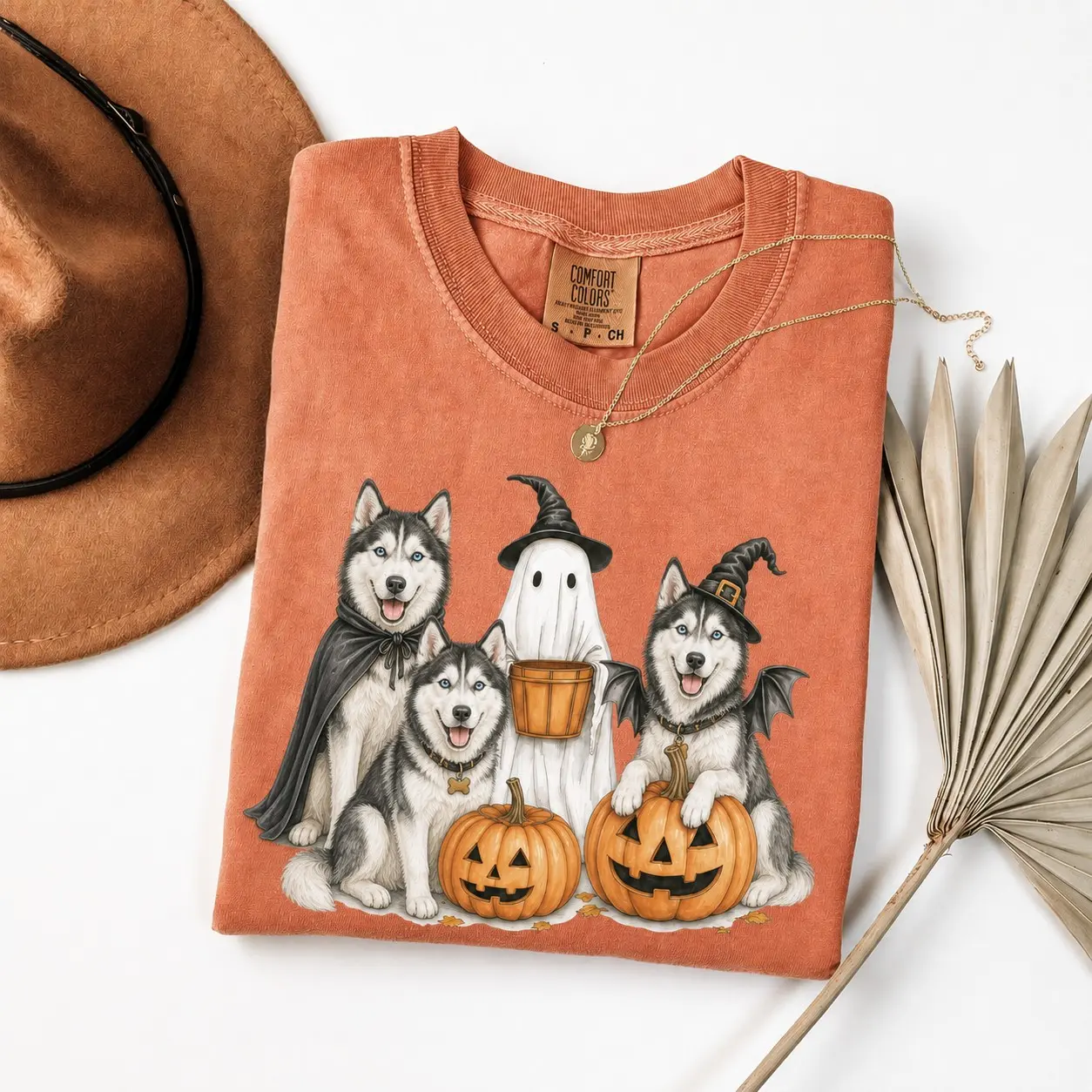 Comfort Colors Halloween Dog Breeds Shirt, Cute Ghost Spooky Season Animal Lover Graphic Tee - photo 4