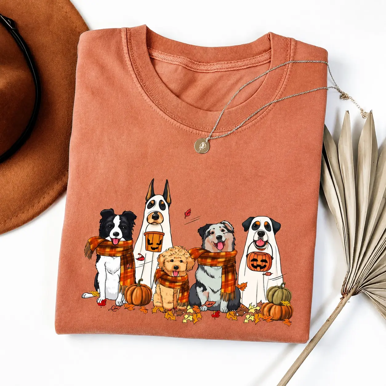 Comfort Colors Halloween Ghost Puppy Shirt, Cute Fall Pumpkin Dog Mom Spooky Season Pet Lover Gift