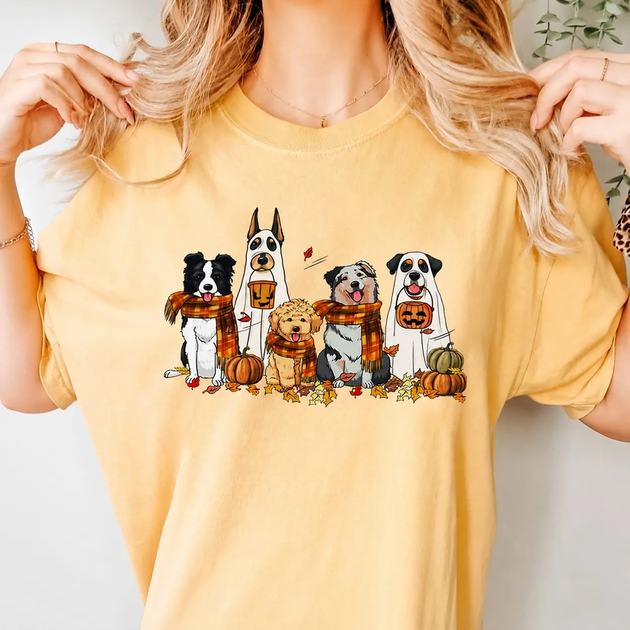 Comfort Colors Halloween Ghost Puppy Shirt, Cute Fall Pumpkin Dog Mom Spooky Season Pet Lover Gift - photo 5