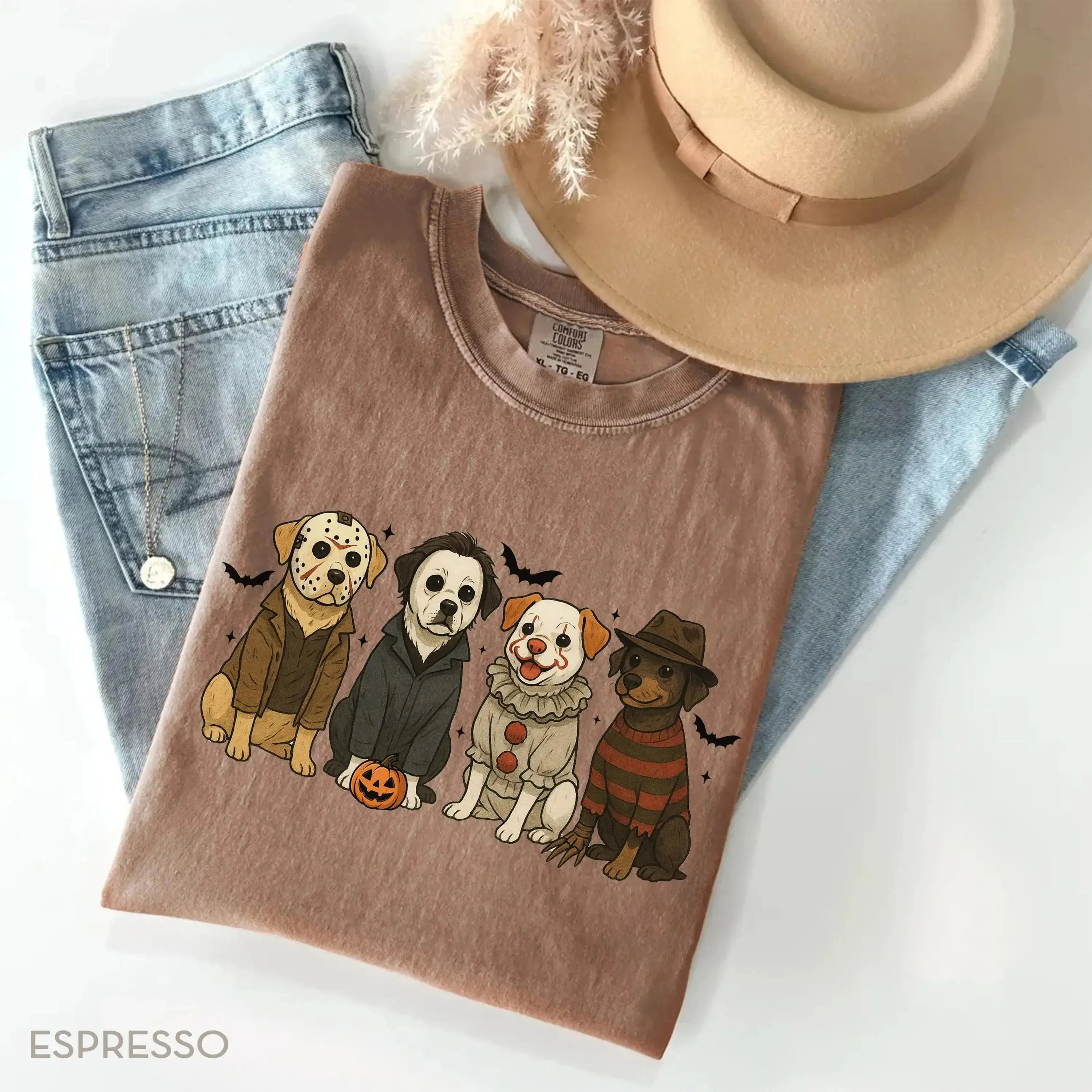 Comfort Colors Halloween Dog Shirt, Funny Retro Animal Lover Graphic Tee, Women Fall Spooky Season Top - photo 3