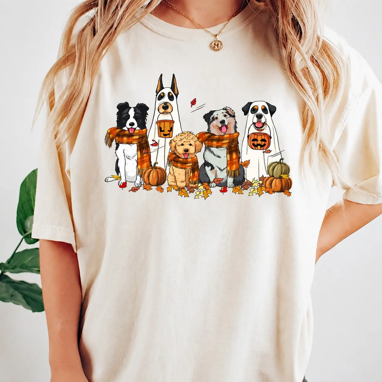 Comfort Colors Halloween Ghost Puppy Sweatshirt, Cute Fall Pumpkin Dog Mom Spooky Season Pet Lover Gift - photo 3