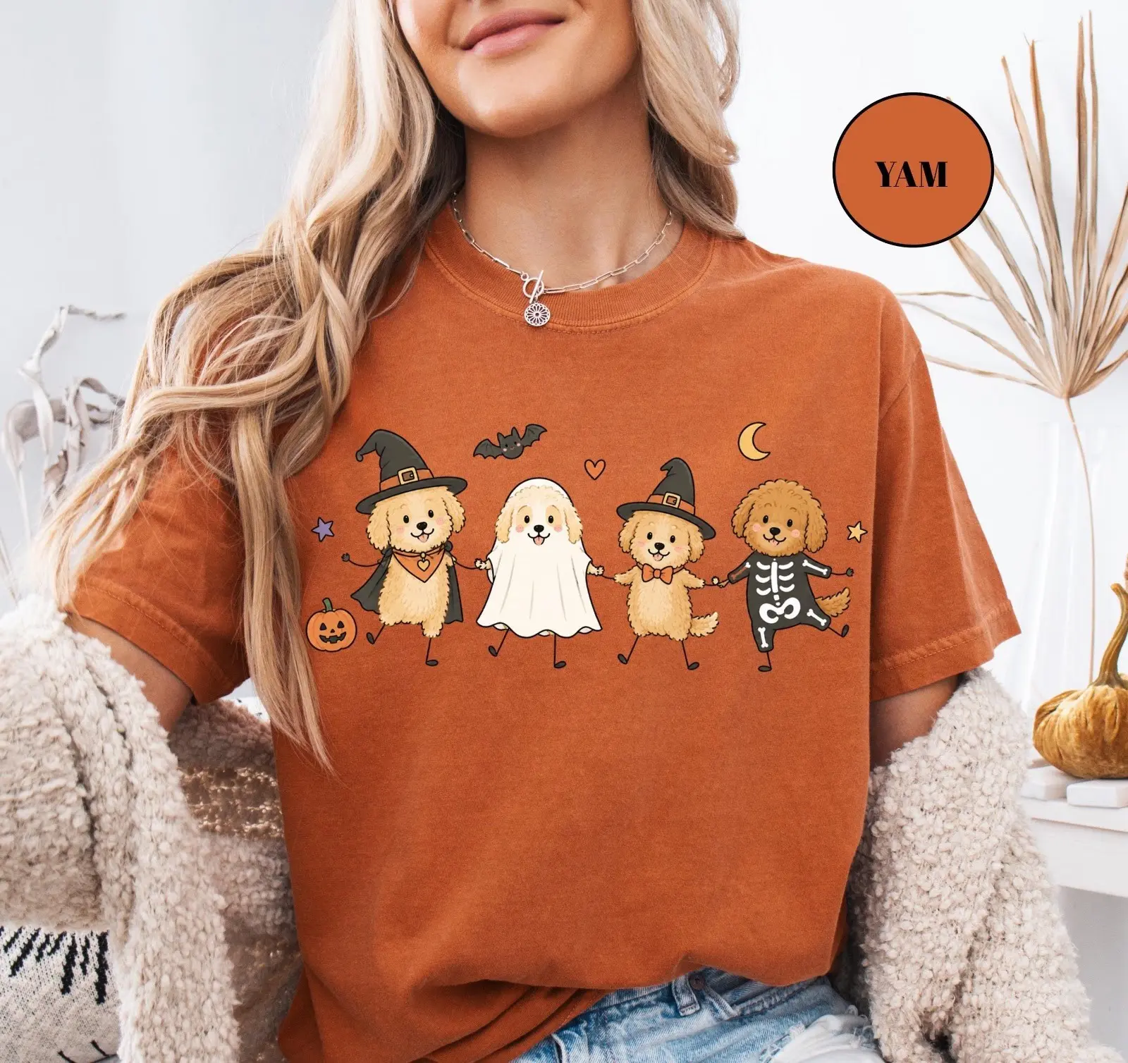 Comfort Colors Halloween Doodle Dog Breed Shirt, Ghost Pumpkin Graphic Tee, Gift for Pet Moms - photo 5