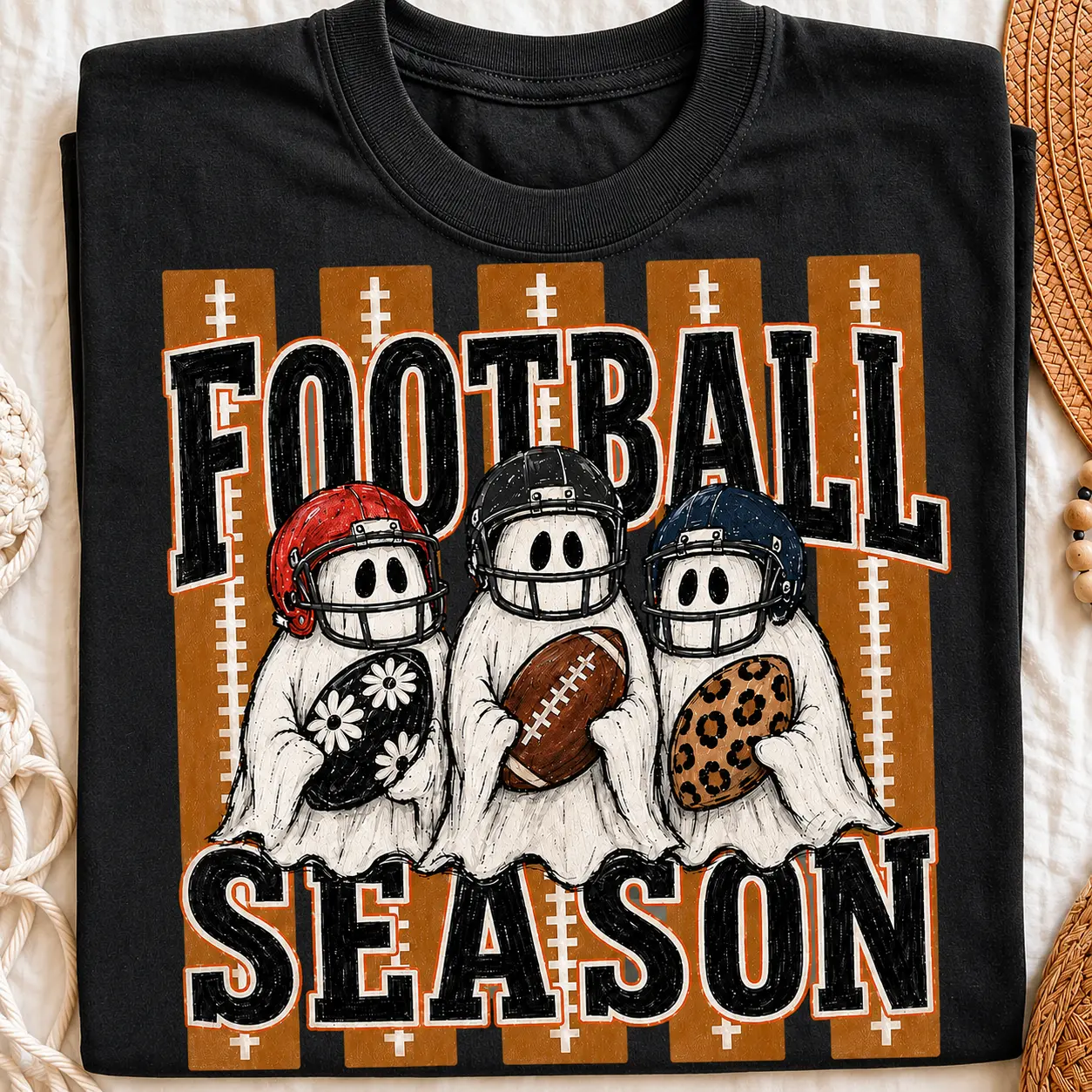 Comfort Colors Halloween Football Ghost Shirt, Spooky Pumpkin Tis The Season Graphic Tee, Fall Mom Gift