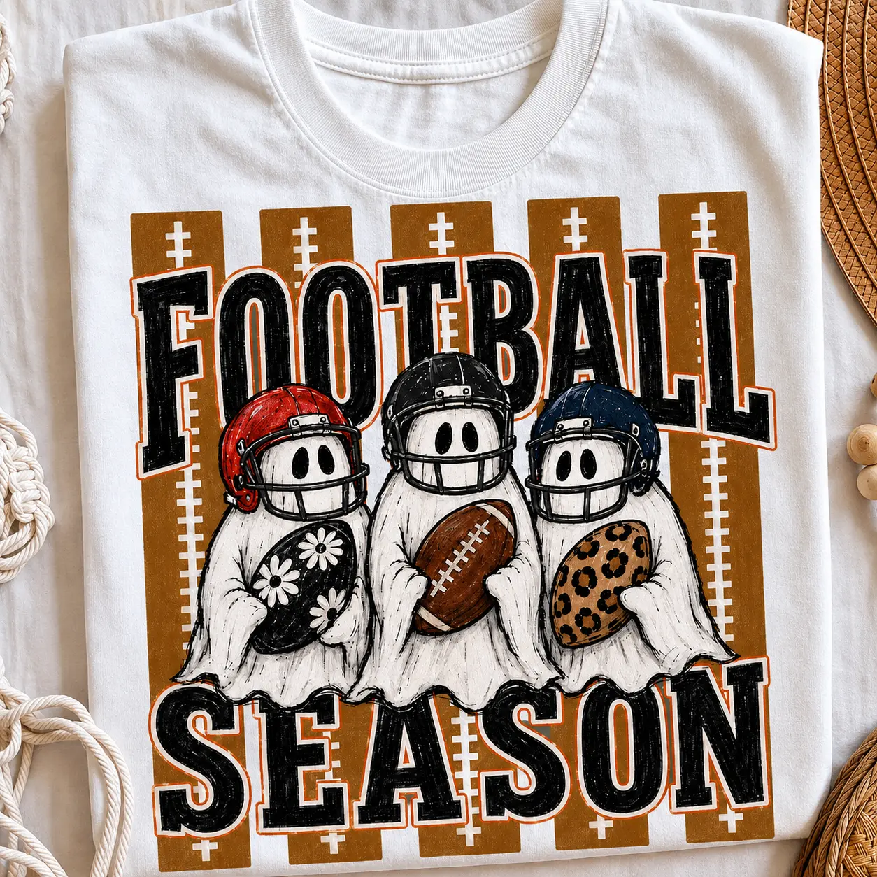 Comfort Colors Halloween Football Ghost Shirt, Spooky Pumpkin Tis The Season Graphic Tee, Fall Mom Gift - photo 3