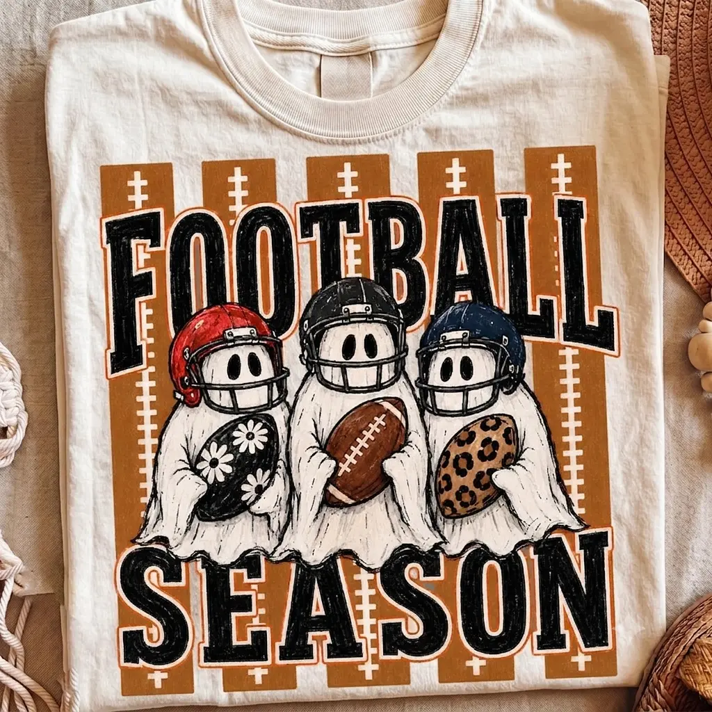 Comfort Colors Halloween Football Ghost Shirt, Spooky Pumpkin Tis The Season Graphic Tee, Fall Mom Gift - photo 4