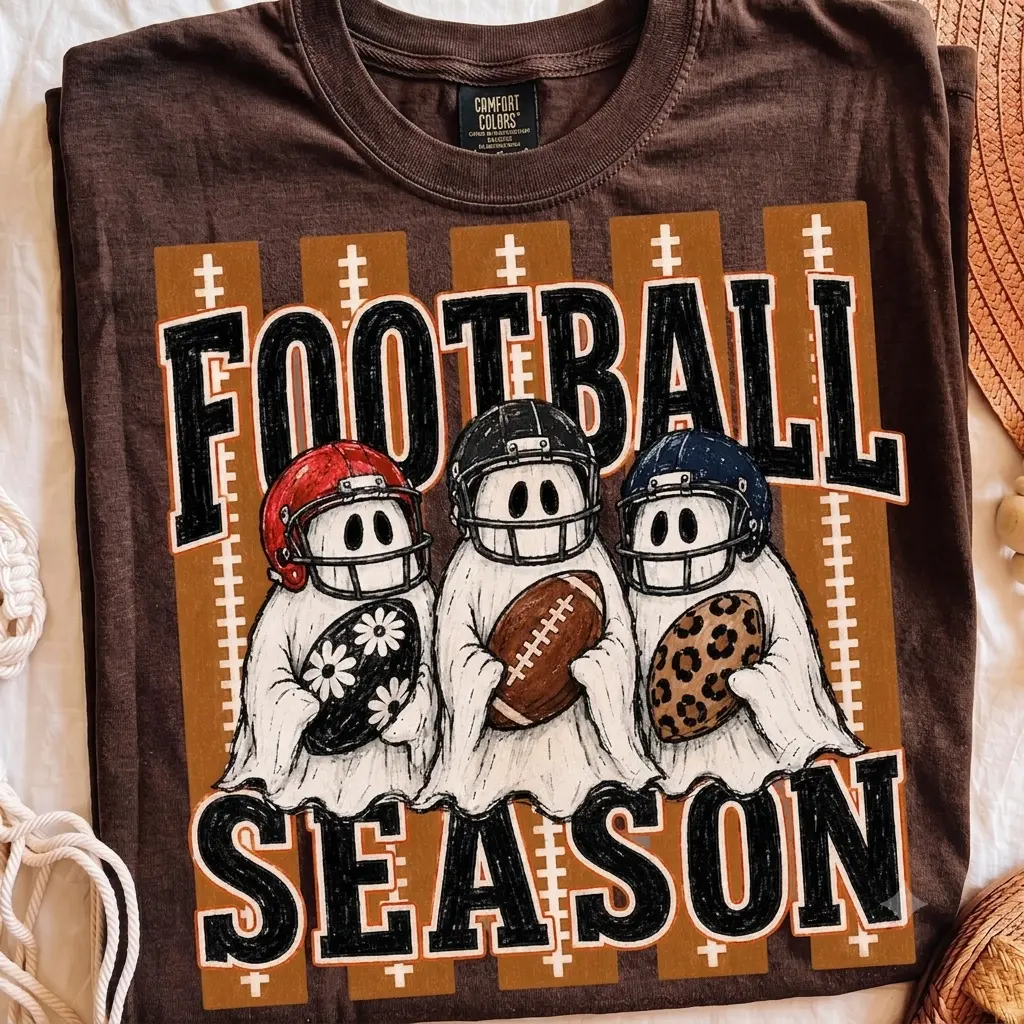Comfort Colors Halloween Football Ghost Shirt, Spooky Pumpkin Tis The Season Graphic Tee, Fall Mom Gift - photo 5