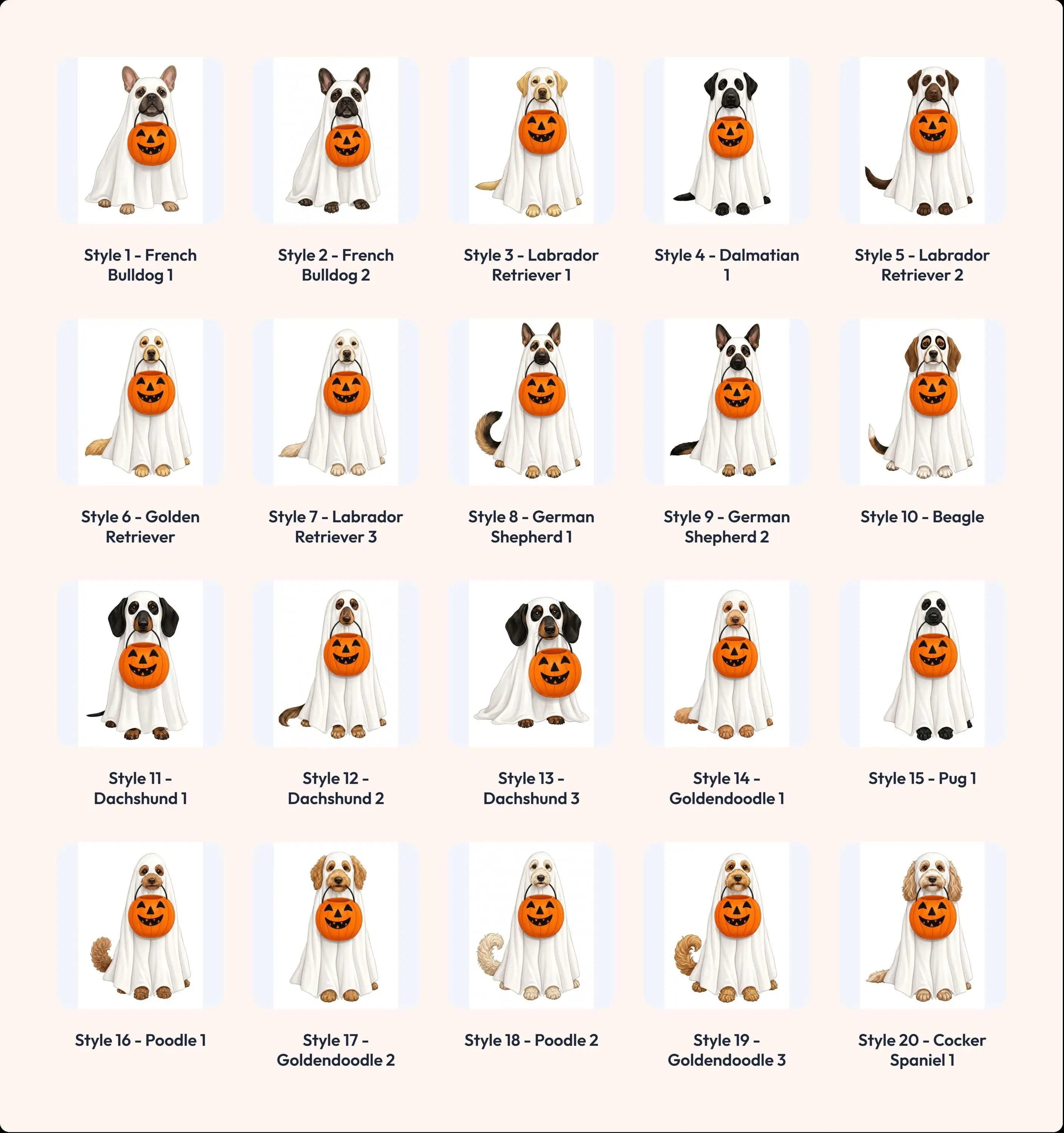 Comfort Colors Halloween Ghost Dog Pumpkin Shirt, 50+ Breeds Labrador Golden Retriever Frenchie Dachshund Gift Tee - photo 2