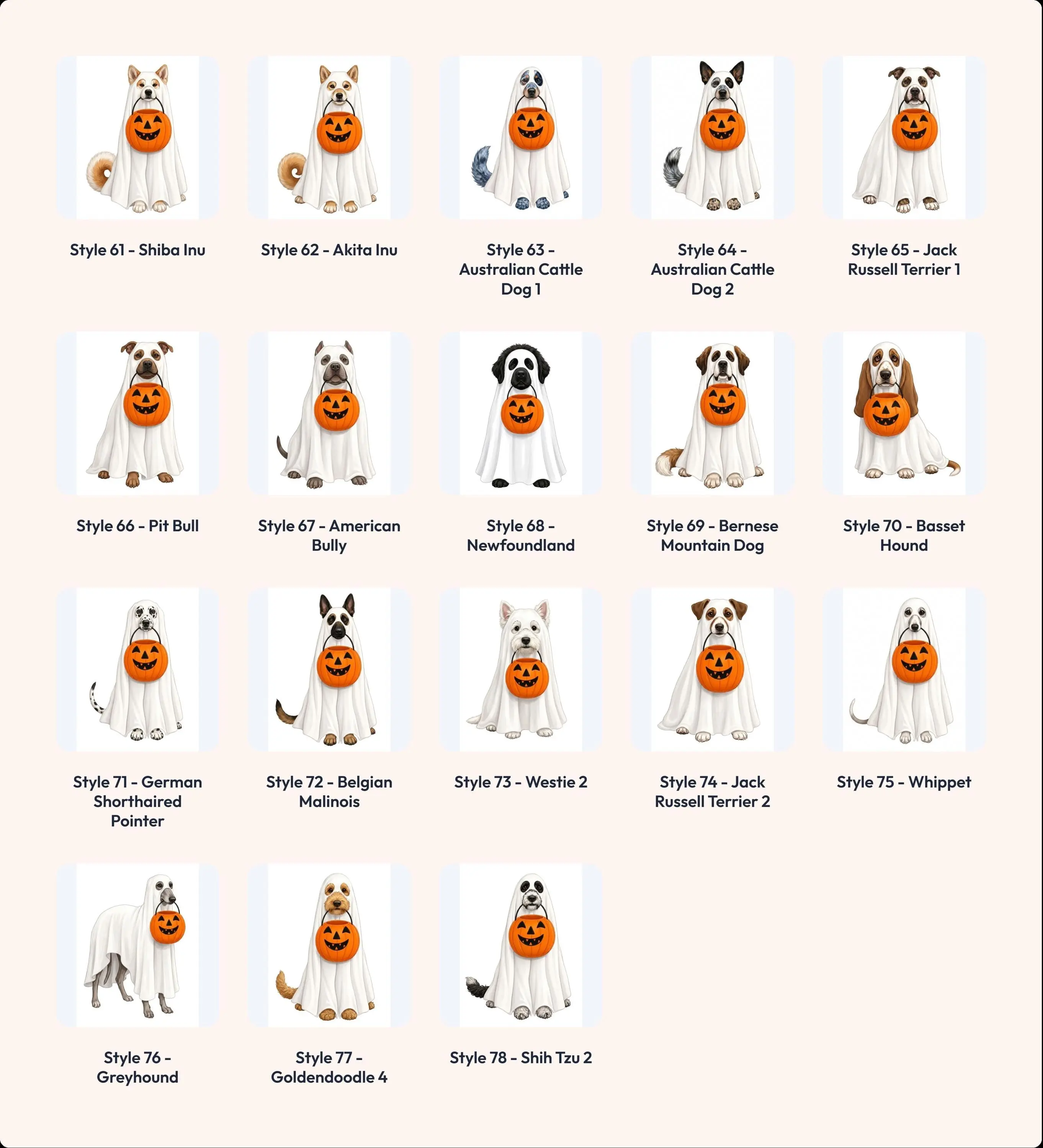 Comfort Colors Halloween Ghost Dog Pumpkin Shirt, 50+ Breeds Labrador Golden Retriever Frenchie Dachshund Gift Tee - photo 5
