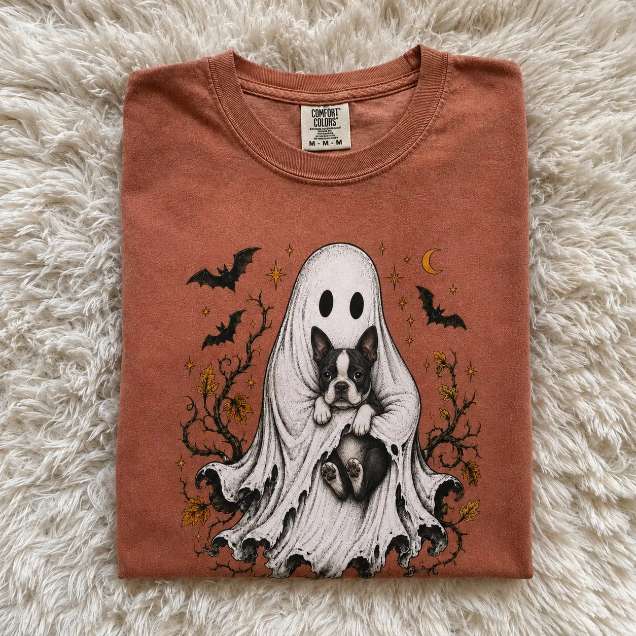 Comfort Colors Halloween Ghost Hugs Dogs T-Shirt, Cute Boo Dog Mom Tee, Fall Autumn Dog Lover Graphic Gift - photo 2