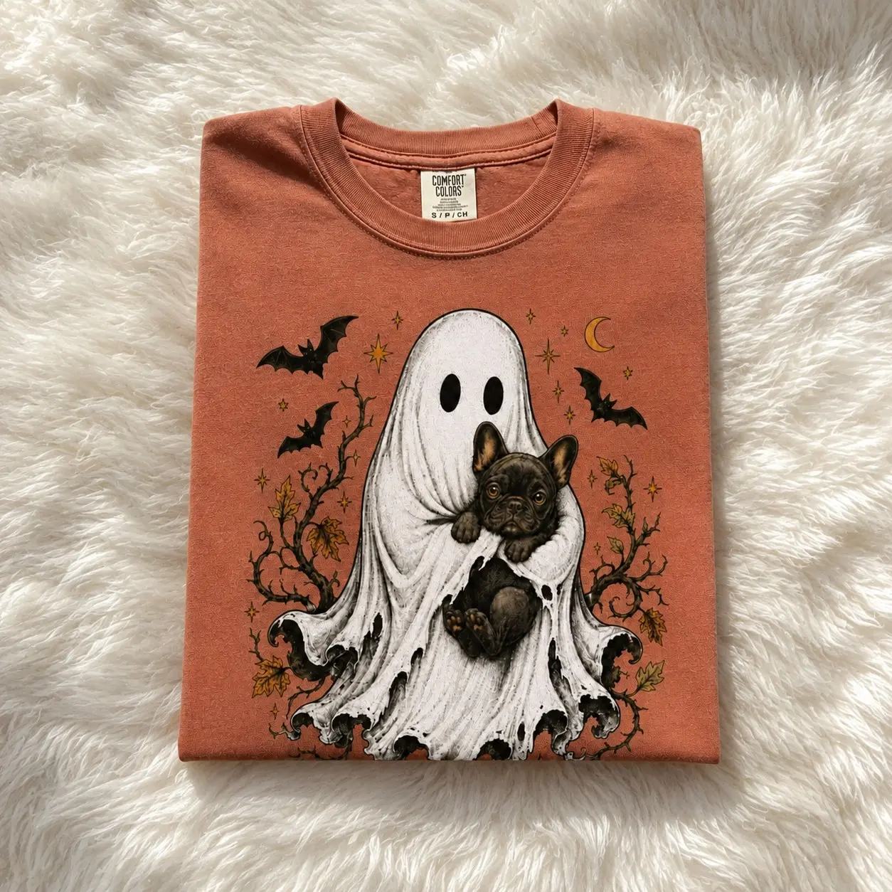 Comfort Colors Halloween Ghost Hugs Dogs T-Shirt, Cute Boo Dog Mom Tee, Fall Autumn Dog Lover Graphic Gift - photo 5