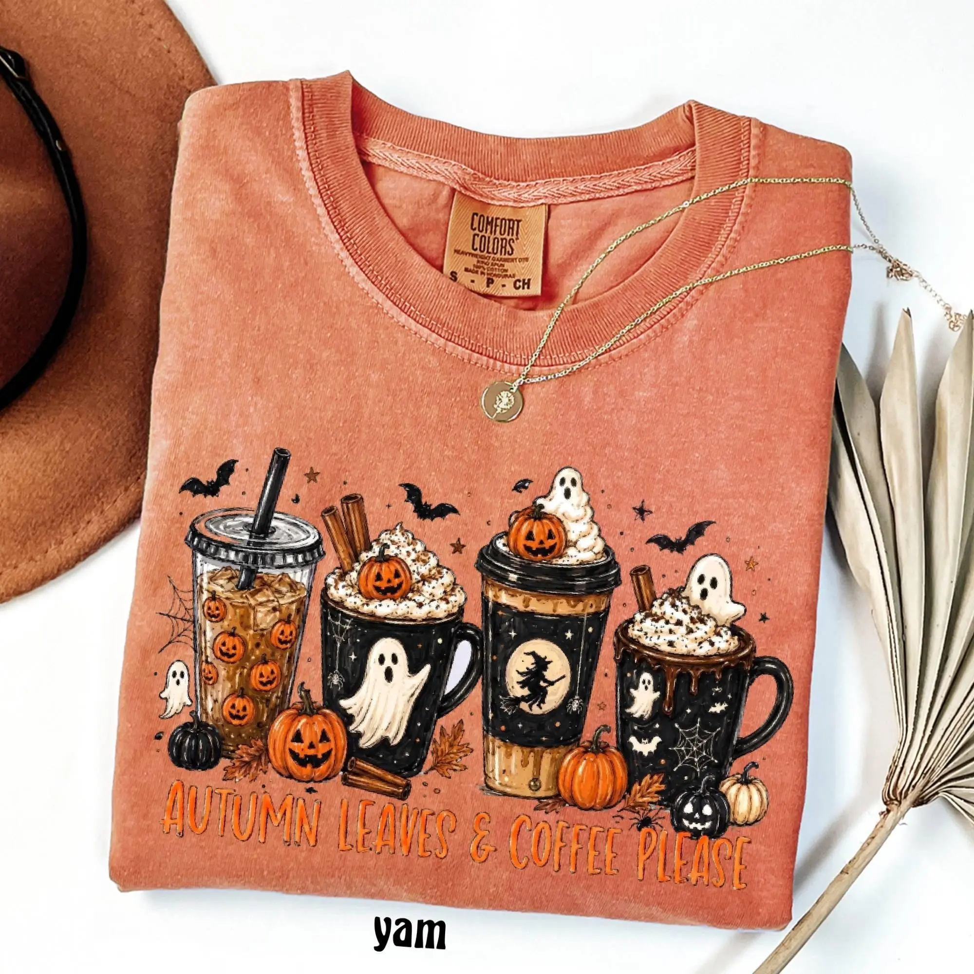 Comfort Colors Halloween Ghost Reading Shirt, Books Coffee Spooky Vibes Tee, Fall Book Lover Reader Graphic Top - photo 5