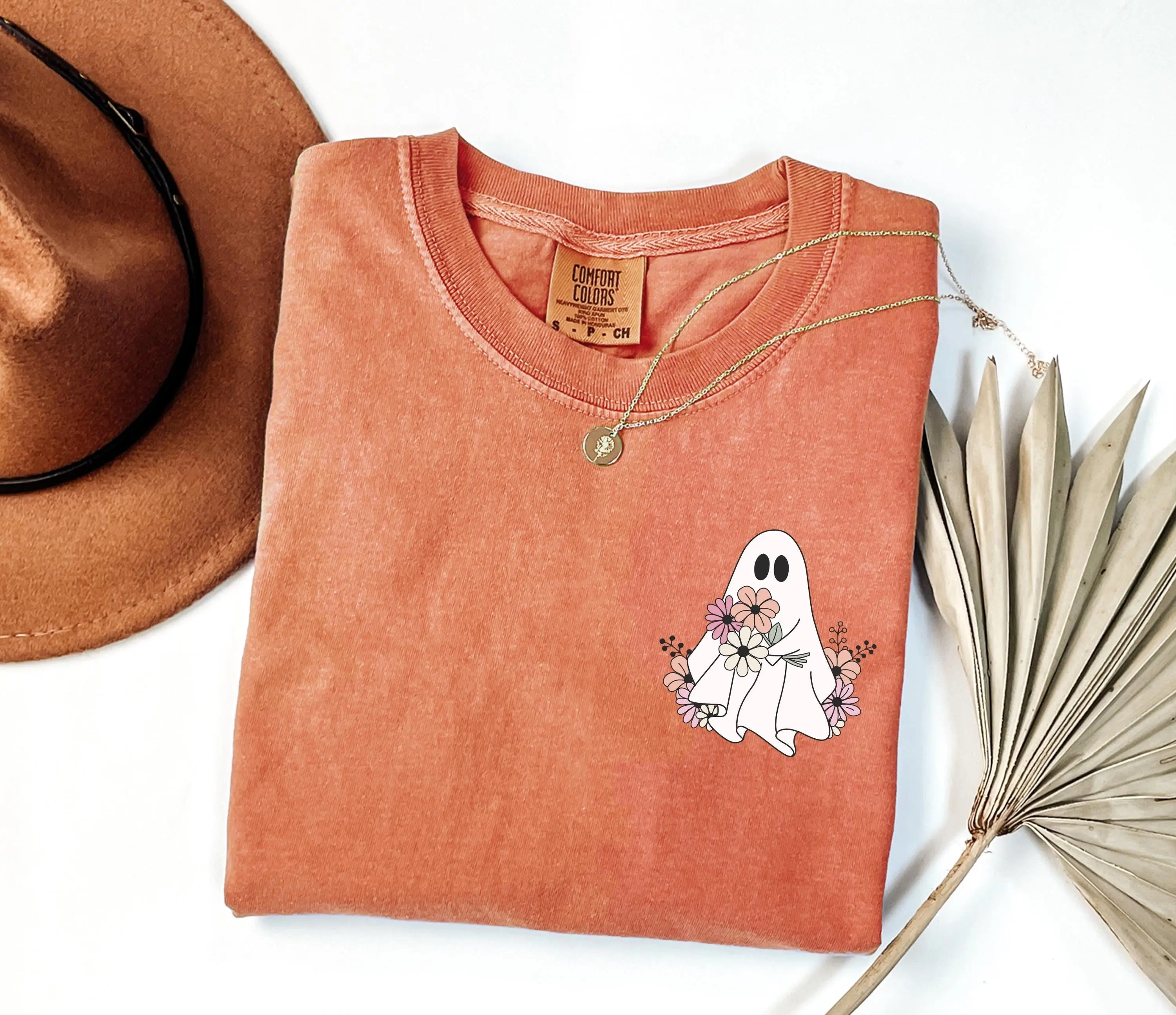 Comfort Colors Halloween Ghost Sweatshirt, Floral Spooky Season Graphic Crewneck for Women - photo 2