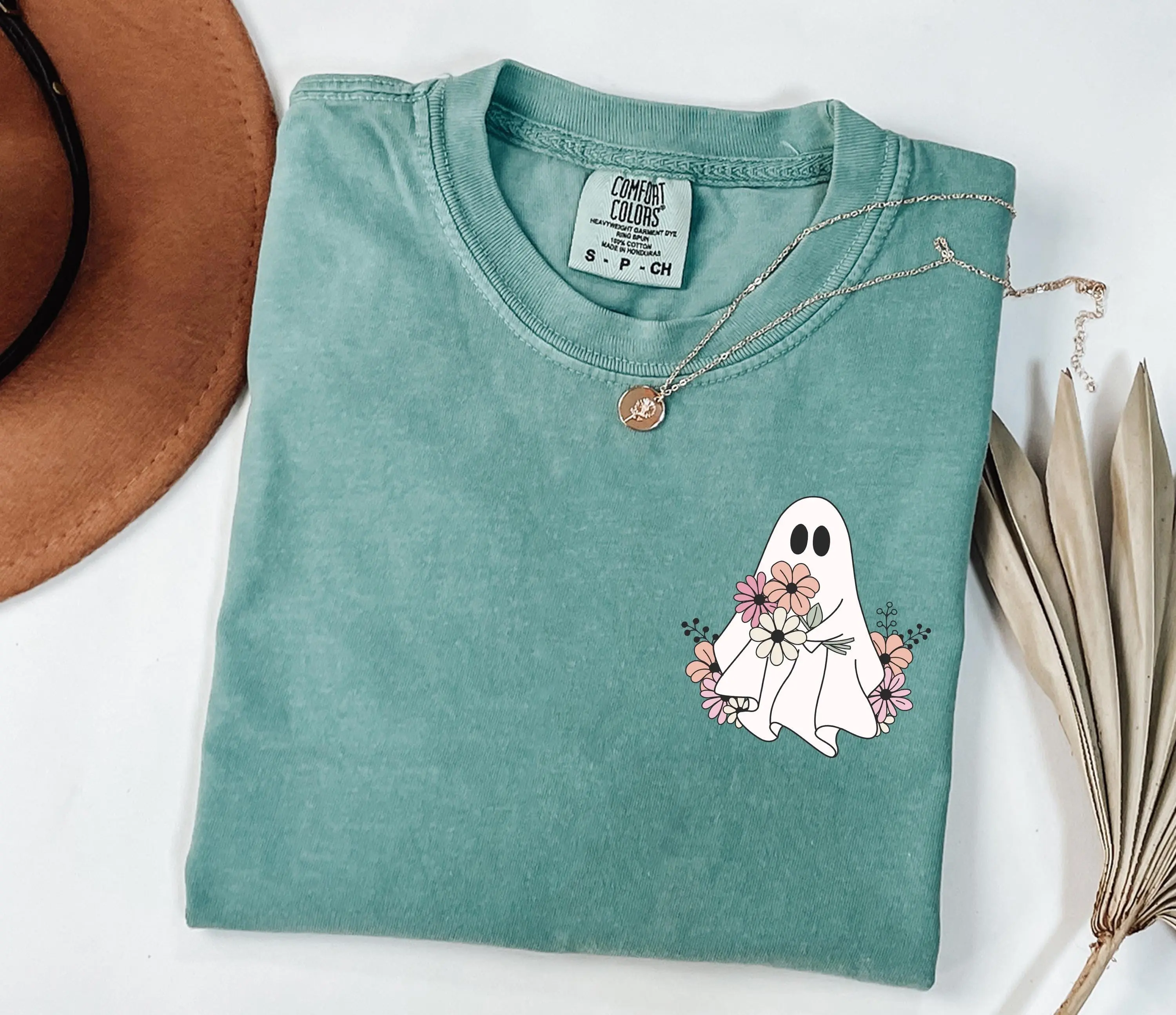 Comfort Colors Halloween Ghost Sweatshirt, Floral Spooky Season Graphic Crewneck for Women - photo 4
