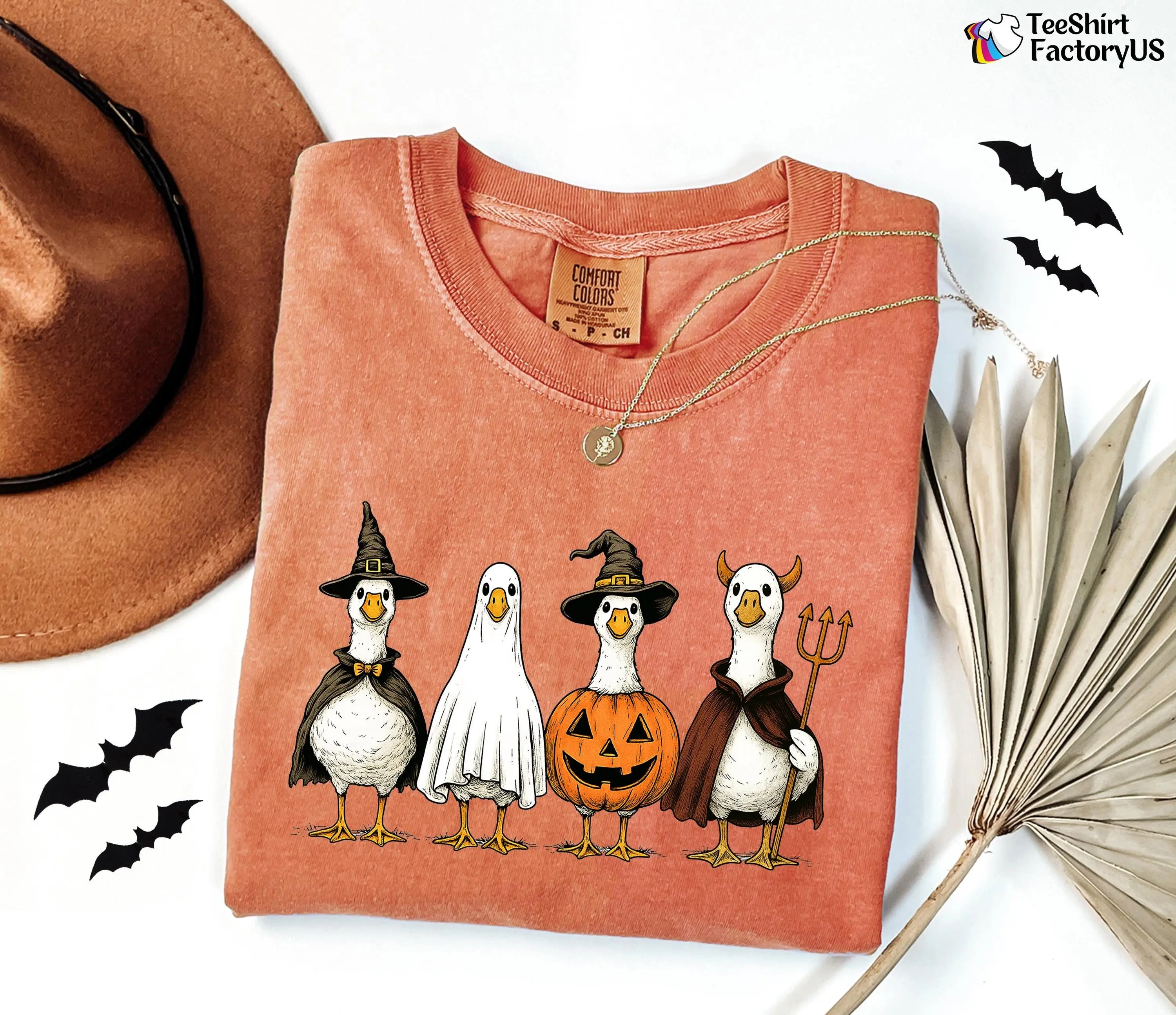 Comfort Colors Halloween Goose Shirt, Boo Ghost Skeleton Graphic Tee, Funny Spooky Season Gift