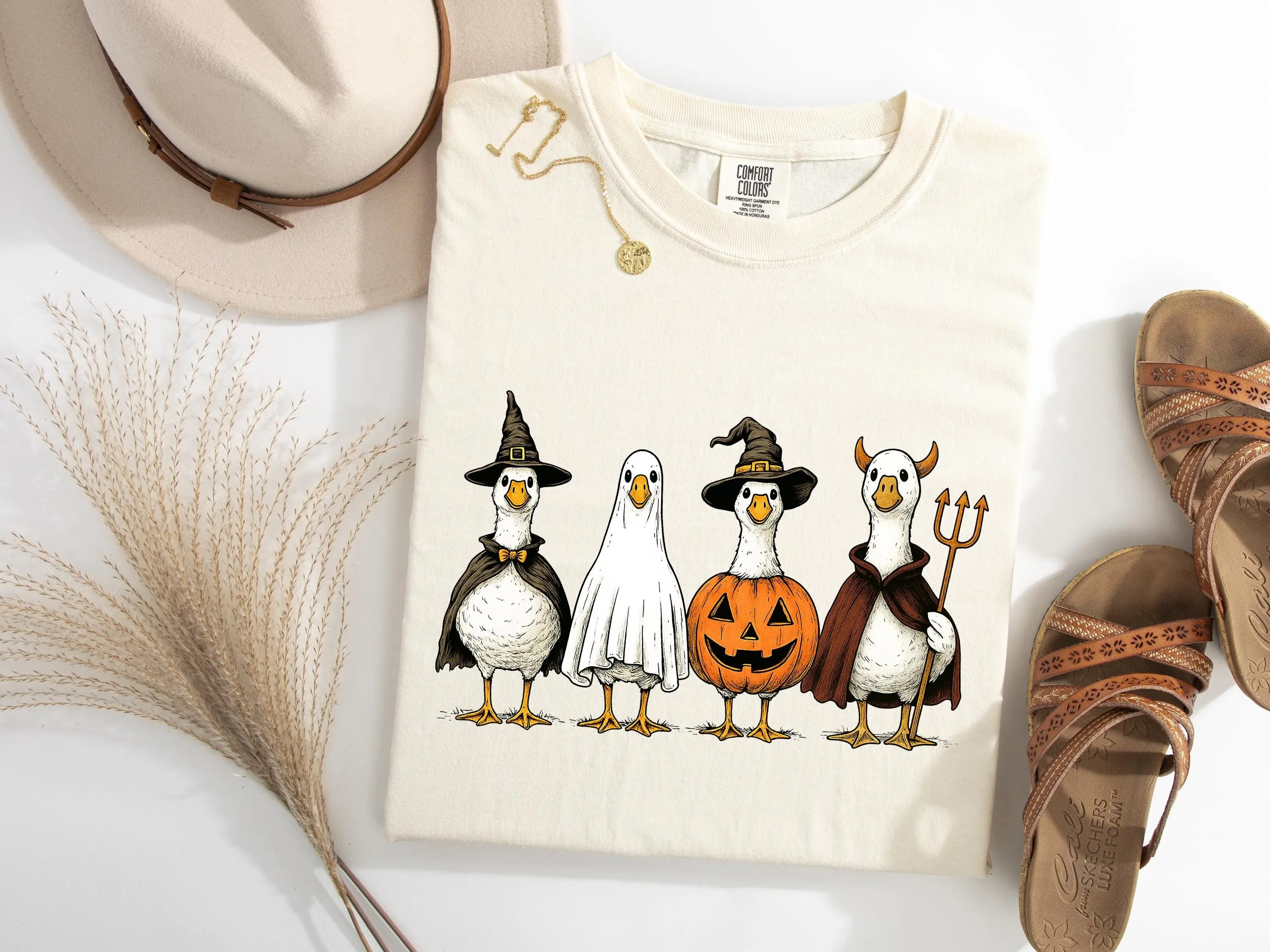 Comfort Colors Halloween Goose Shirt, Boo Ghost Skeleton Graphic Tee, Funny Spooky Season Gift - photo 3
