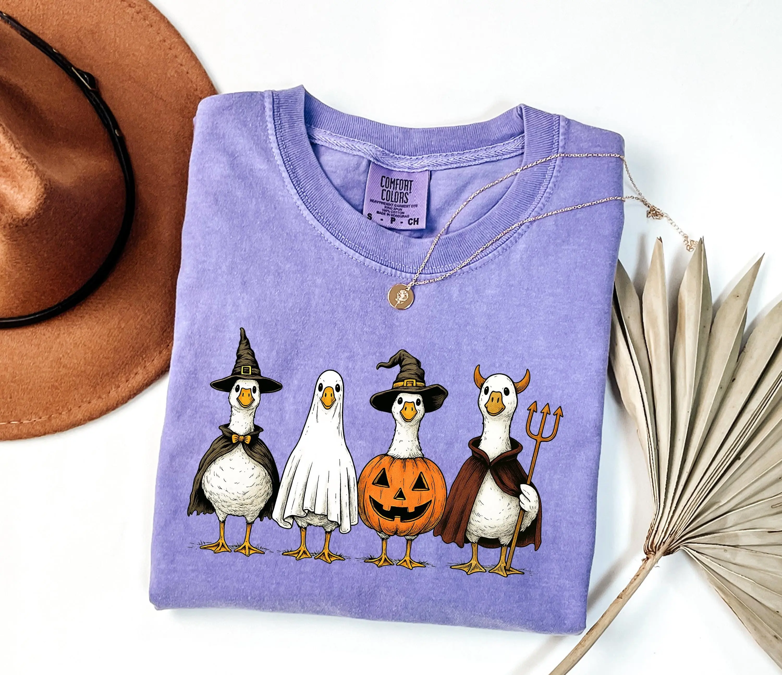 Comfort Colors Halloween Goose Shirt, Boo Ghost Skeleton Graphic Tee, Funny Spooky Season Gift - photo 4