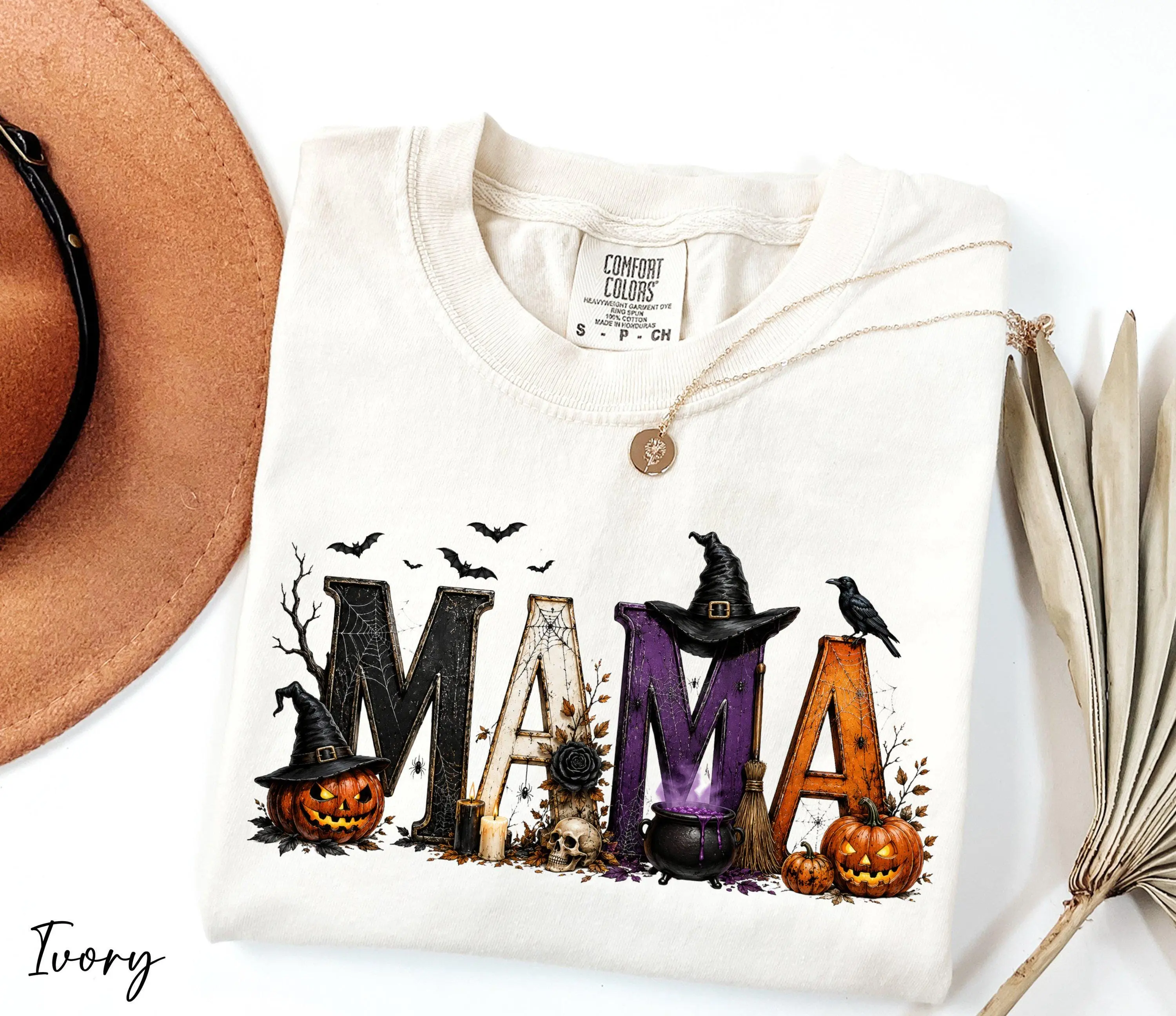 Comfort Colors Halloween Mama Shirt, Spooky Season Party Tee, Fall Gift for Mom - photo 3