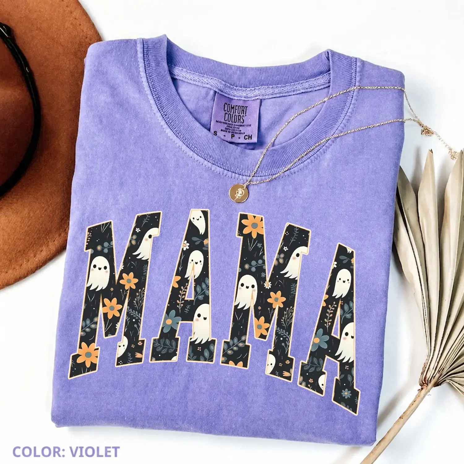 Comfort Colors Halloween Mama T-Shirt, Cute Ghost Boo Tee for Moms, Spooky Season Aesthetic Fall Gift Idea - photo 5