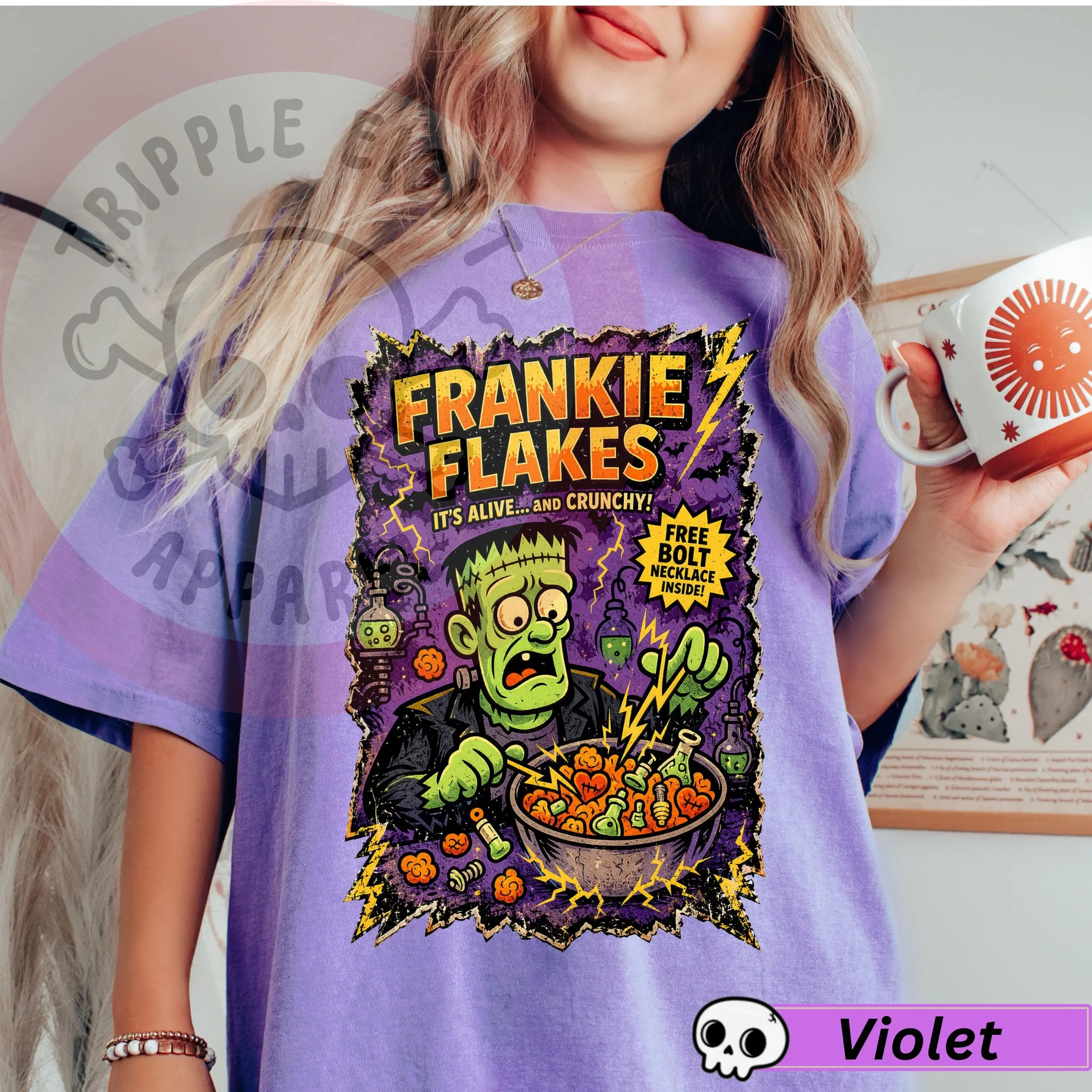 Comfort Colors Halloween Monster Cereal T-Shirt, Vintage Retro Horror Breakfast Graphic Tee - photo 1
