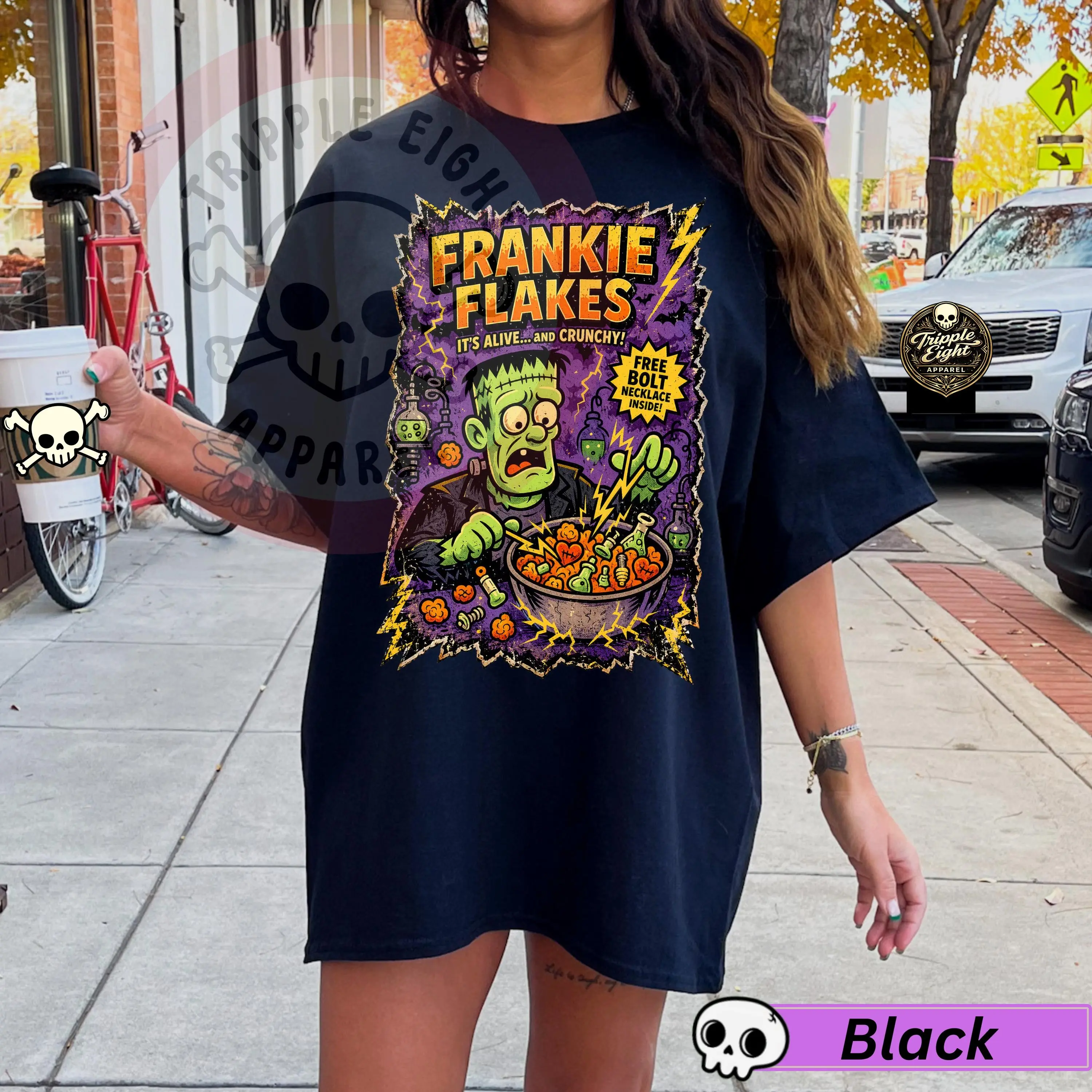 Comfort Colors Halloween Monster Cereal T-Shirt, Vintage Retro Horror Breakfast Graphic Tee - photo 4