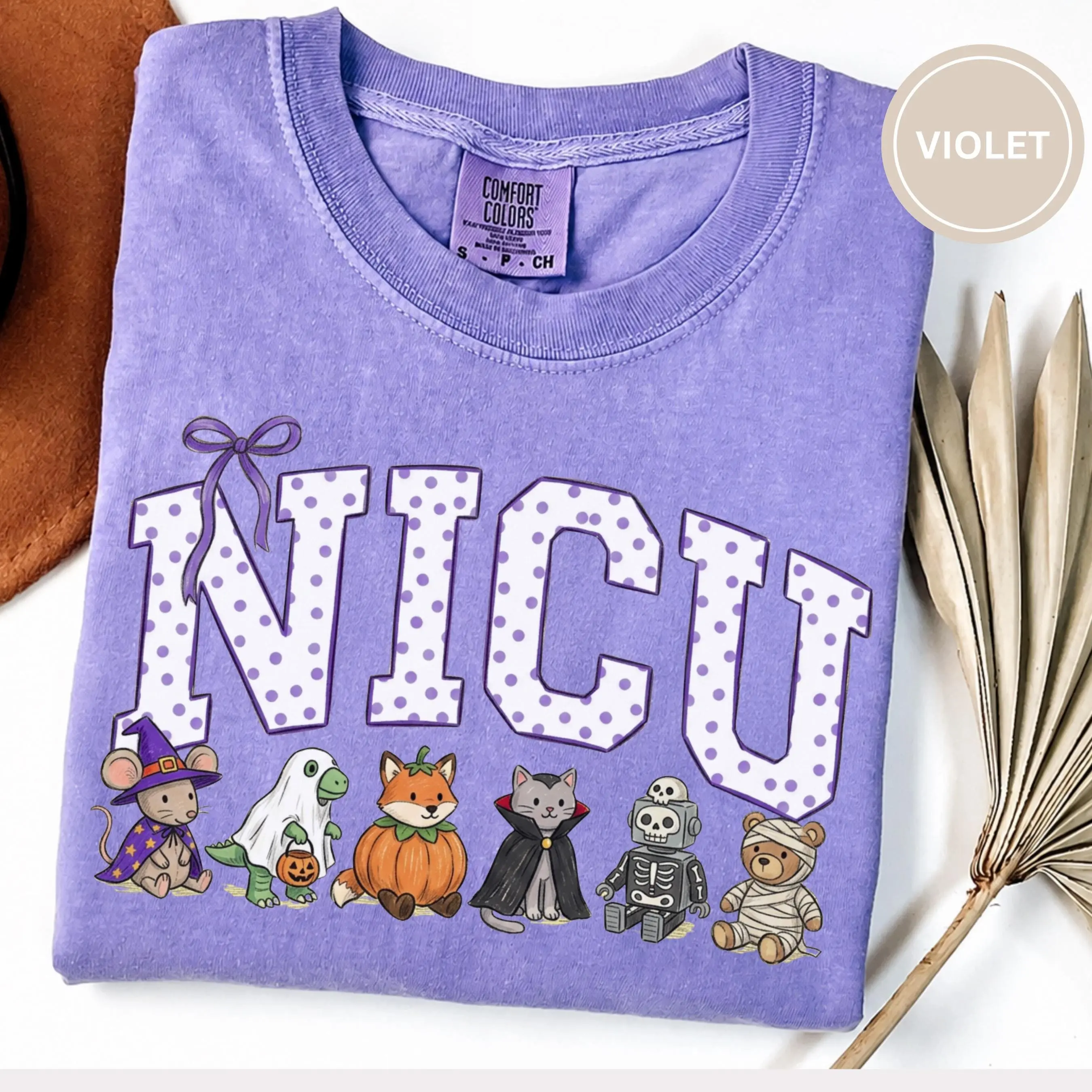 Comfort Colors Halloween NICU Nurse Shirt, Cute Neonatal Pediatric Graphic Tee, Nursing Gift - photo 1