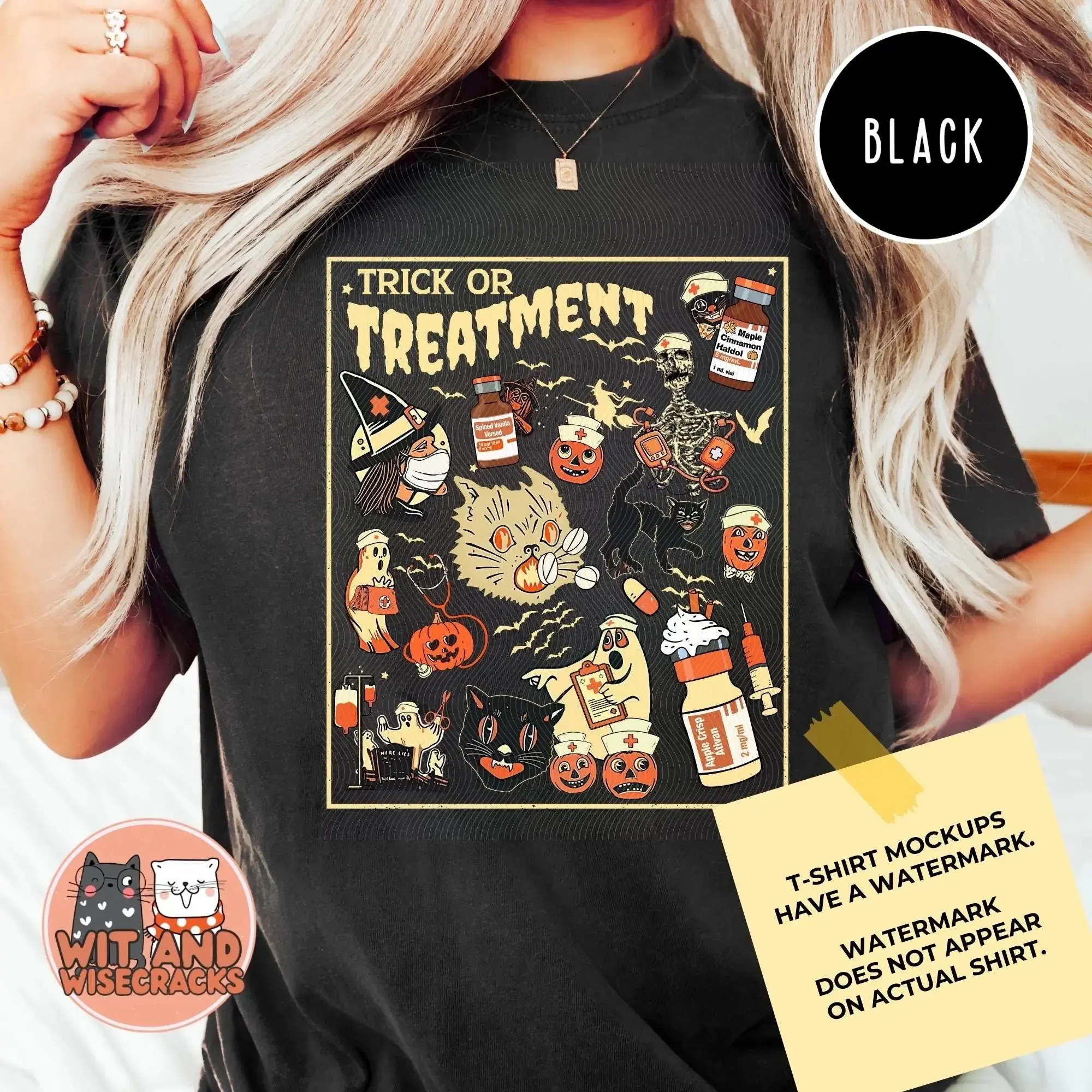 Comfort Colors Halloween Nurse Shirt for Women, Retro Spooky Pumpkin Girly Fall Nursing Hospital Ghost Boo Tee - photo 5