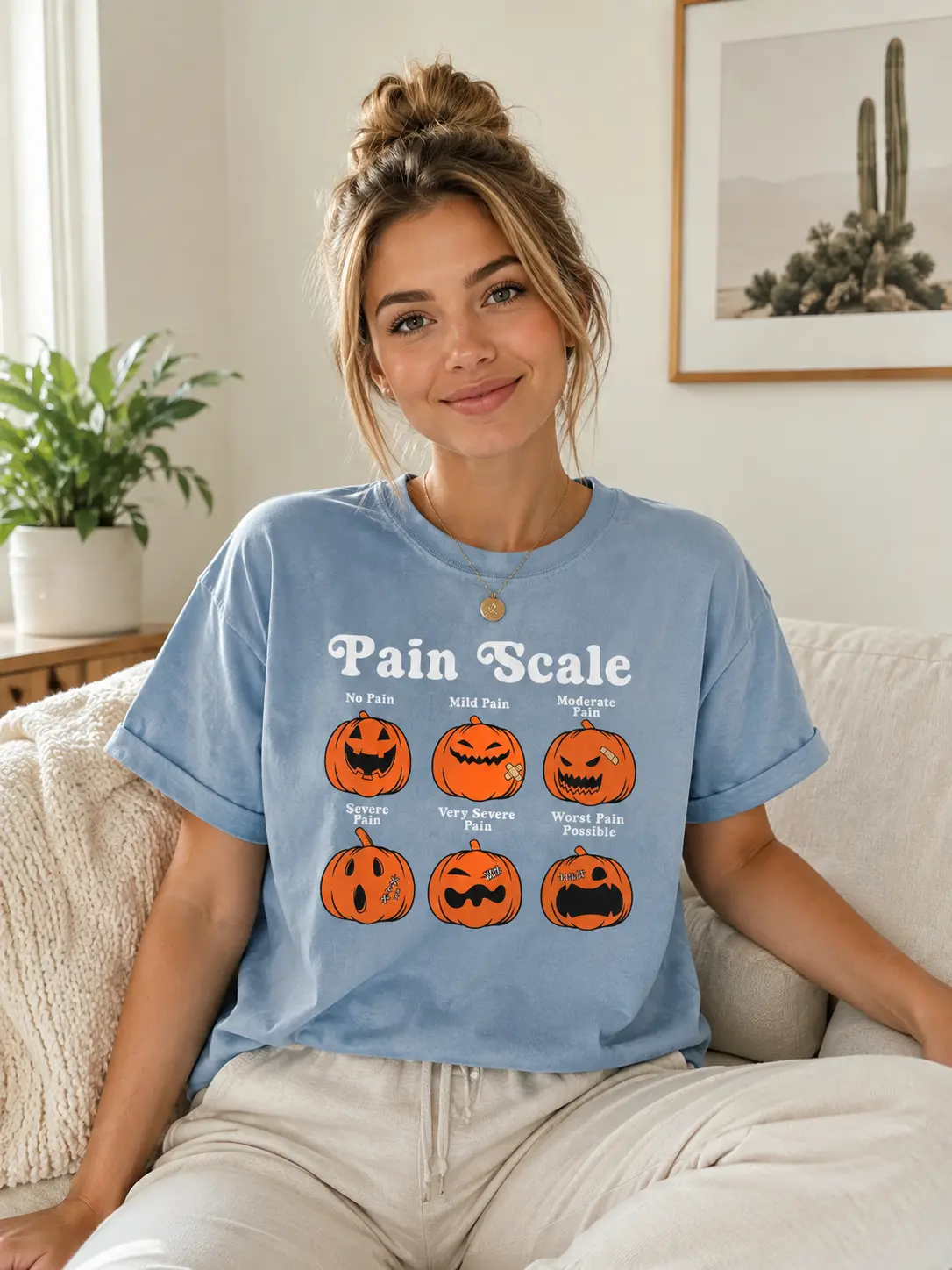 Comfort Colors Halloween Nurse Shirt: Pumpkin Pain Scale Fall Tee - photo 4