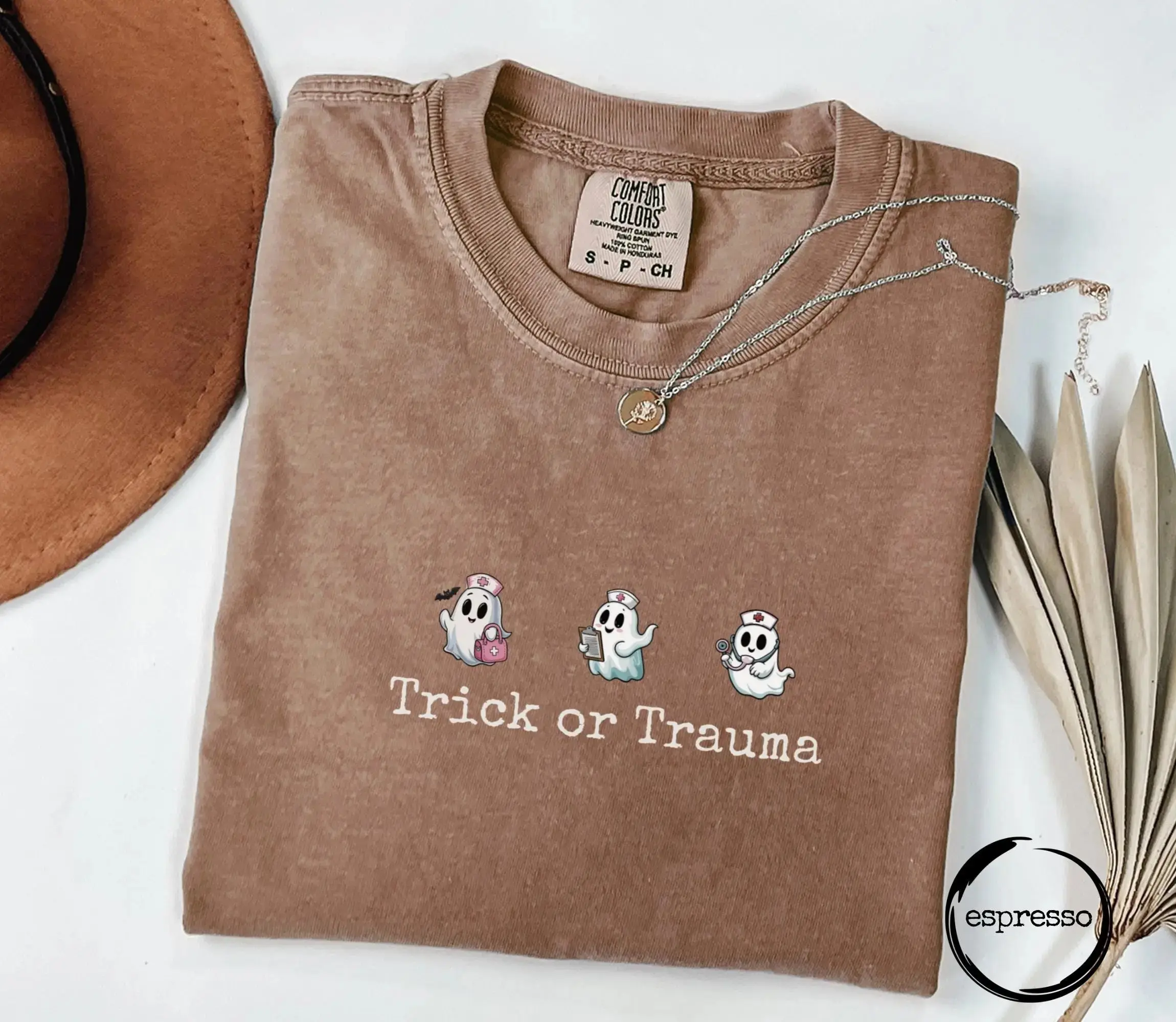 Comfort Colors Halloween Nurse Shirt, Trick or Trauma Spooky Boo Crew Funny Nursing Tee for Women - photo 5
