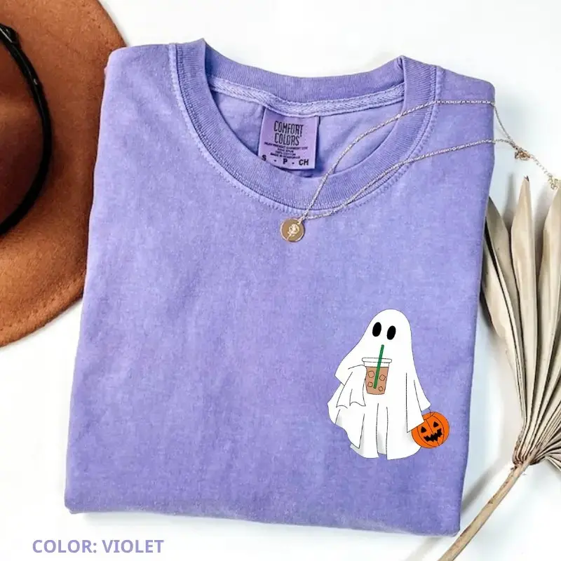 Comfort Colors Halloween Nurse T-Shirt, Spooky Ghost RN Graphic Tee, Cute Fall Healthcare Gift Top - photo 2
