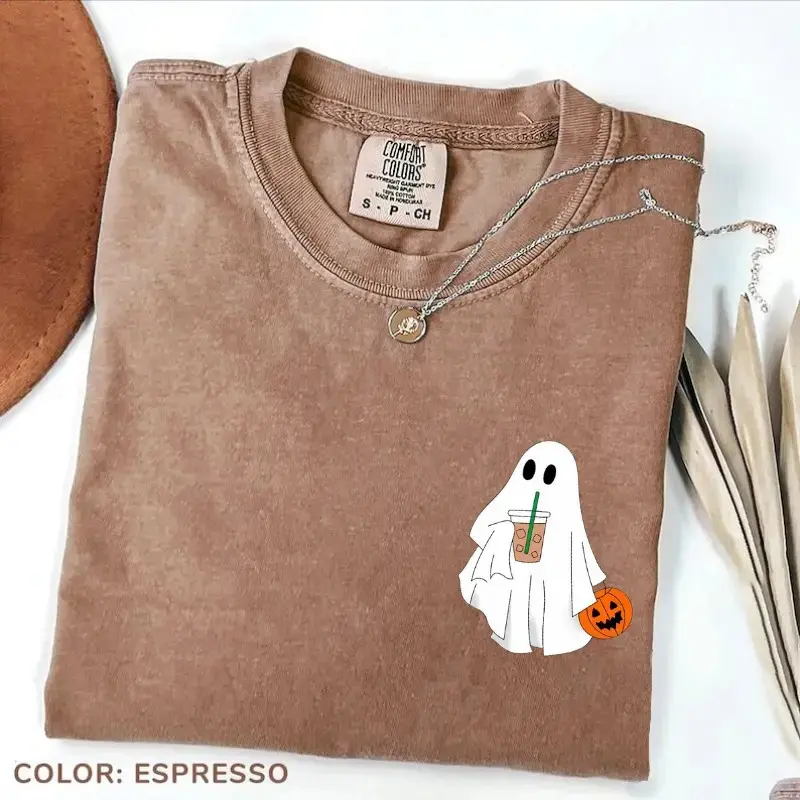 Comfort Colors Halloween Nurse T-Shirt, Spooky Ghost RN Graphic Tee, Cute Fall Healthcare Gift Top - photo 4