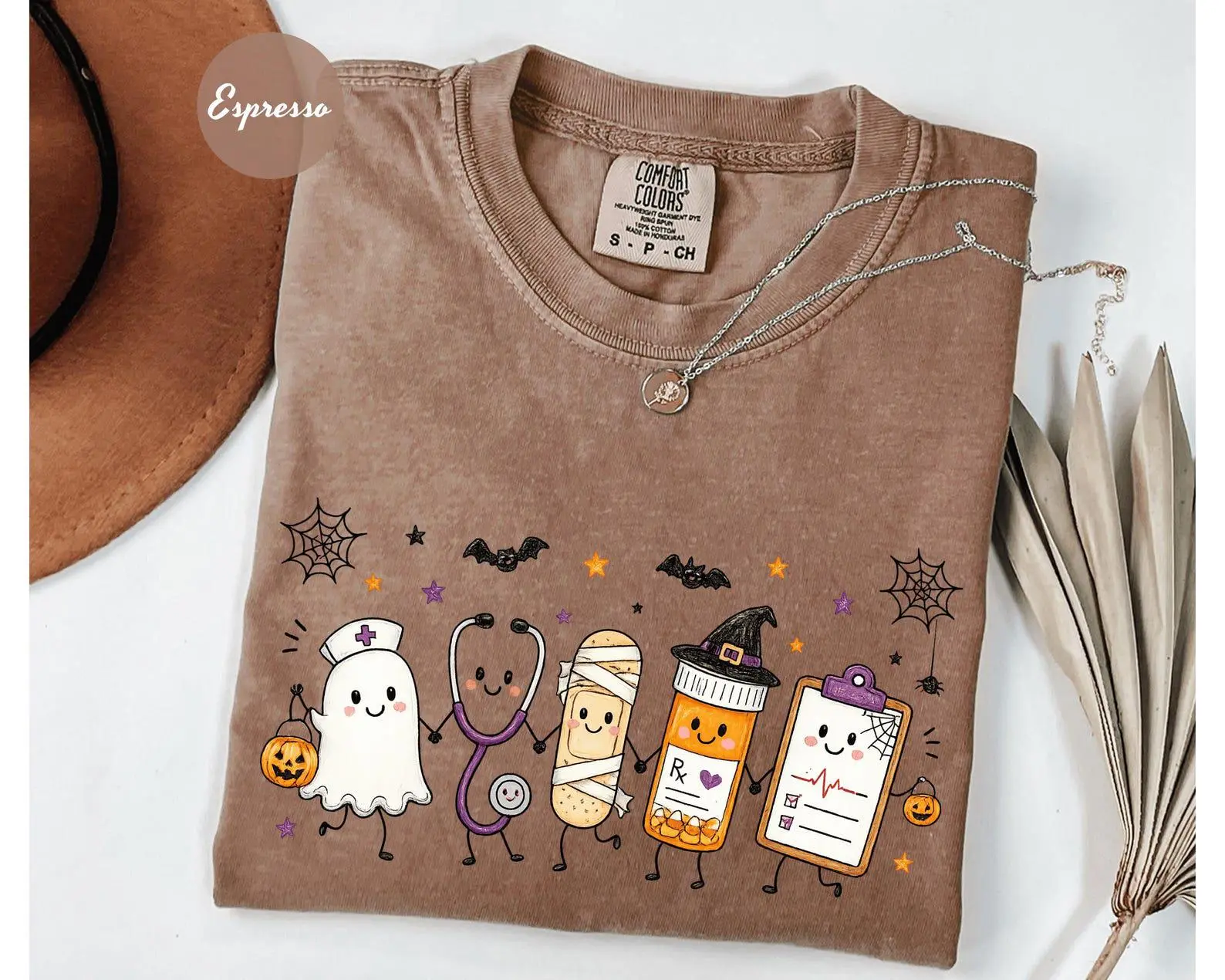 Comfort Colors Halloween Nursing Doodle T-Shirt, Funny Spooky Nurse Life Healthcare Tee, Gift For Women - photo 5