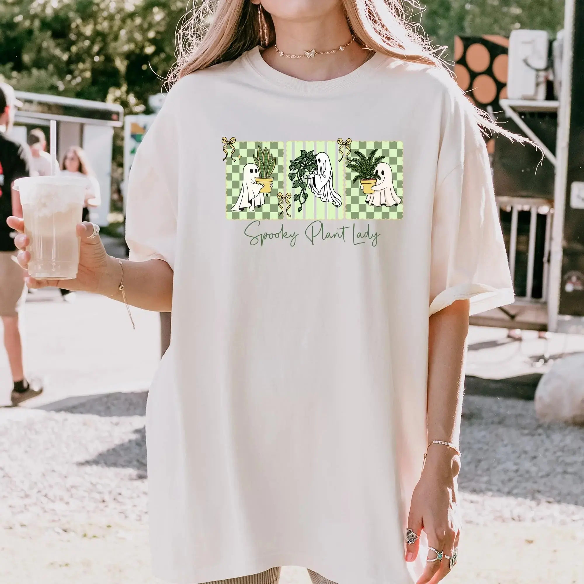 Comfort Colors Halloween Ghost Gardener Shirt, Cute Spooky Plant Lady Tee, Gift for Women - photo 4