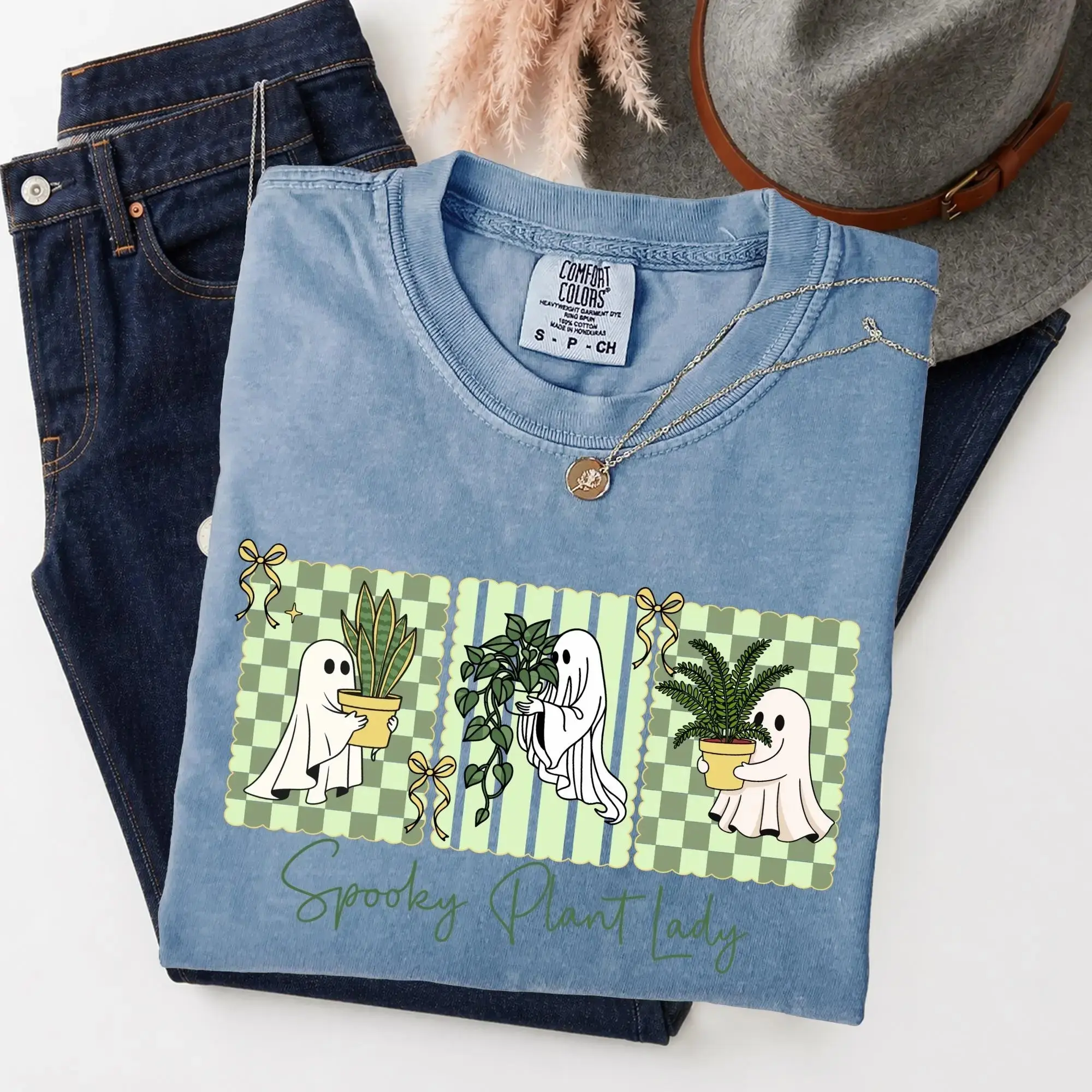 Comfort Colors Halloween Ghost Gardener Shirt, Cute Spooky Plant Lady Tee, Gift for Women - photo 5