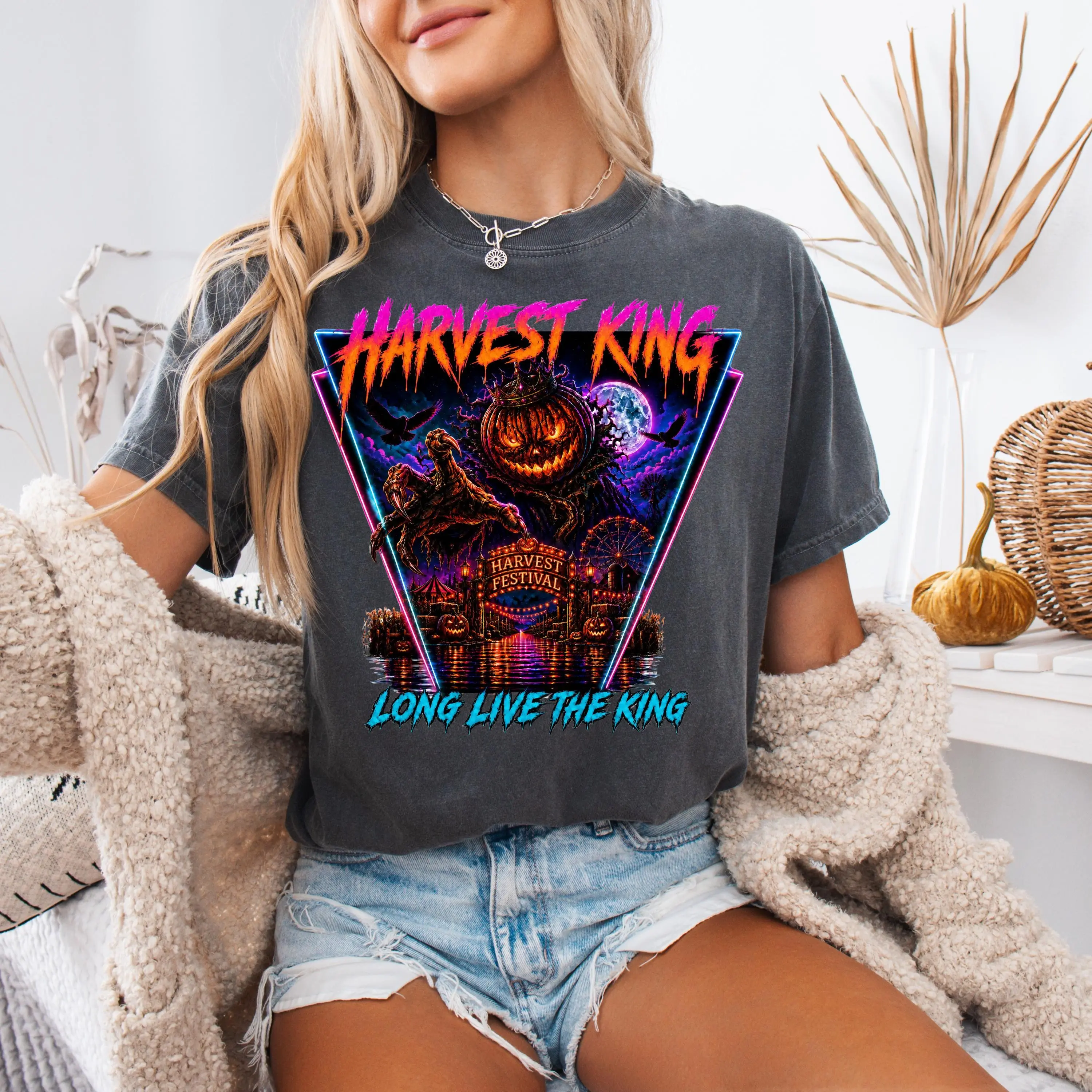 Comfort Colors Halloween Pumpkin King Shirt, 80s Vintage Horror Graphic Tee, Spooky Season Gift