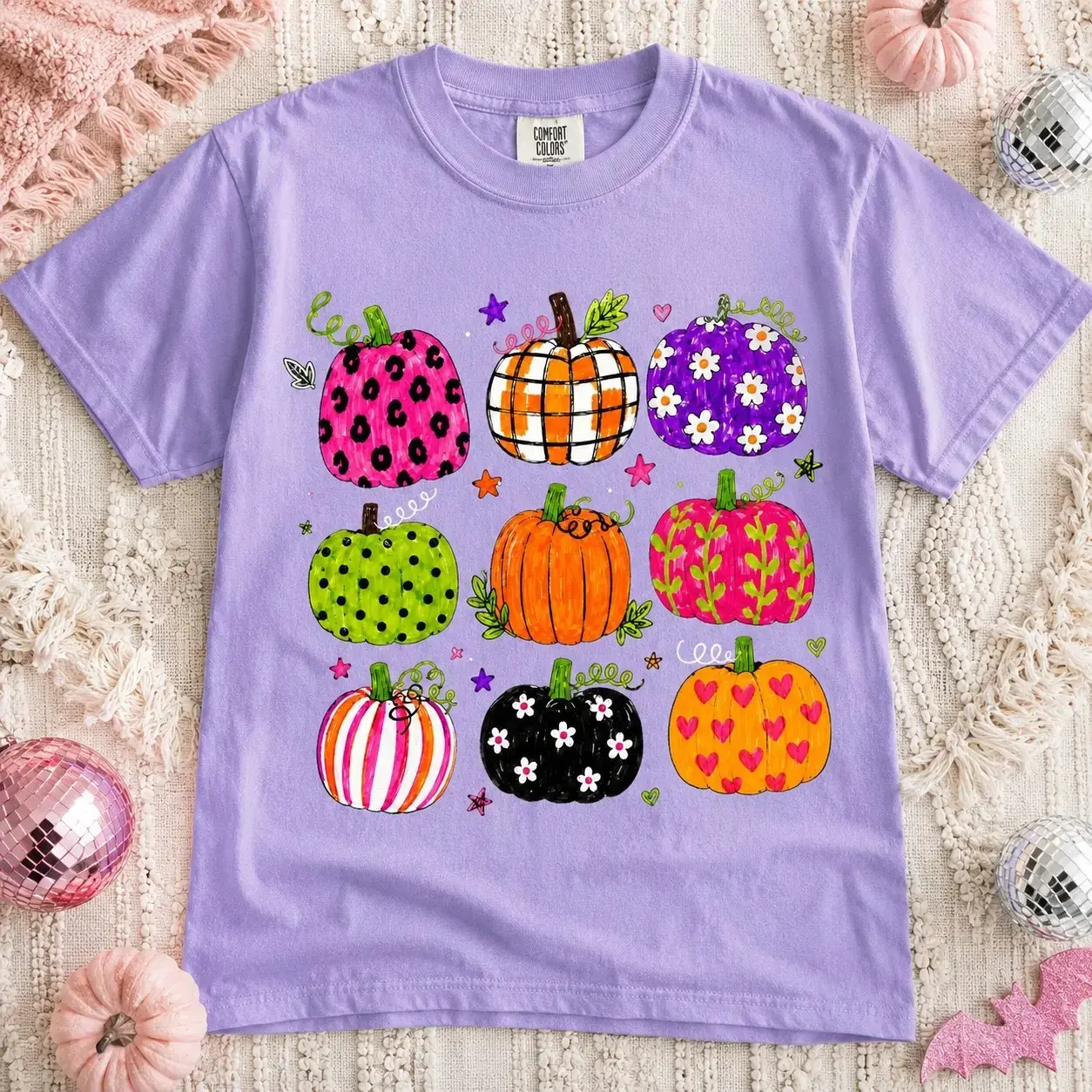 Comfort Colors Halloween Pumpkin Leopard Plaid Shirt for Women, Fall Festival Aesthetic Cottagecore Autumn Tee - photo 2