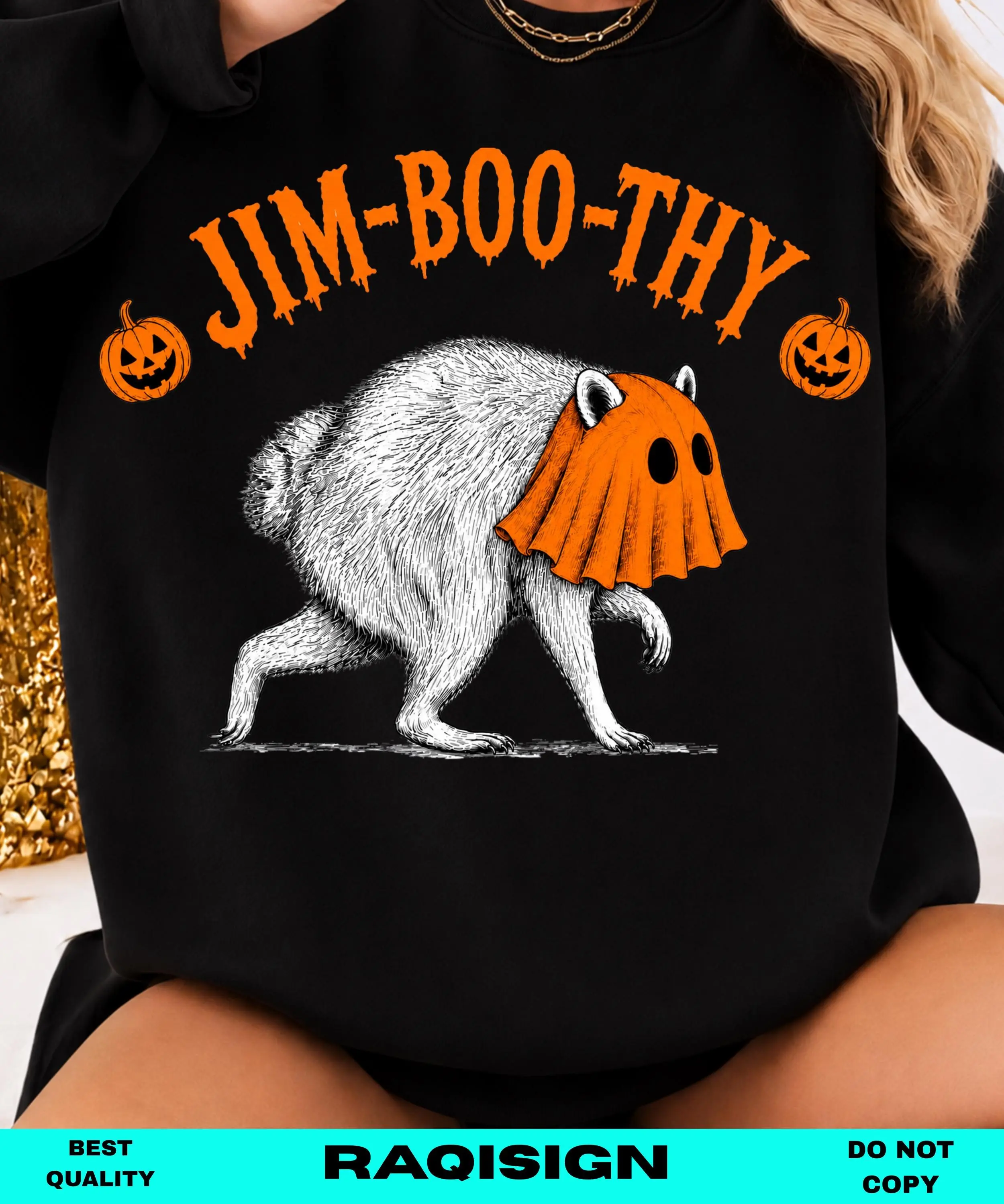 Comfort Colors Halloween Raccoon Trash Panda Ghost Meme T-Shirt for Women, Funny Jimothy Costume Tee, Cute Spooky Season Top