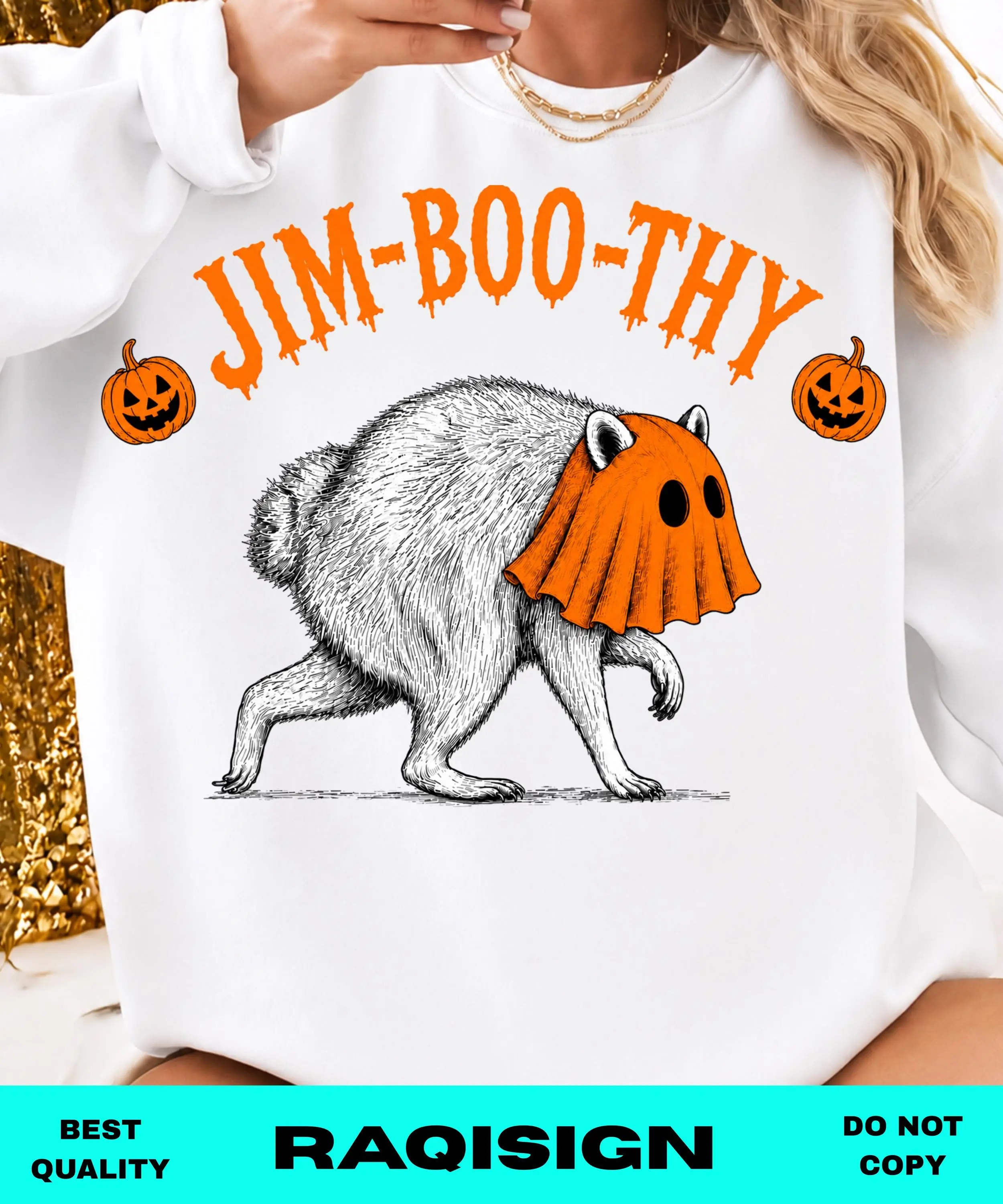 Comfort Colors Halloween Raccoon Trash Panda Ghost Meme T-Shirt for Women, Funny Jimothy Costume Tee, Cute Spooky Season Top - photo 2