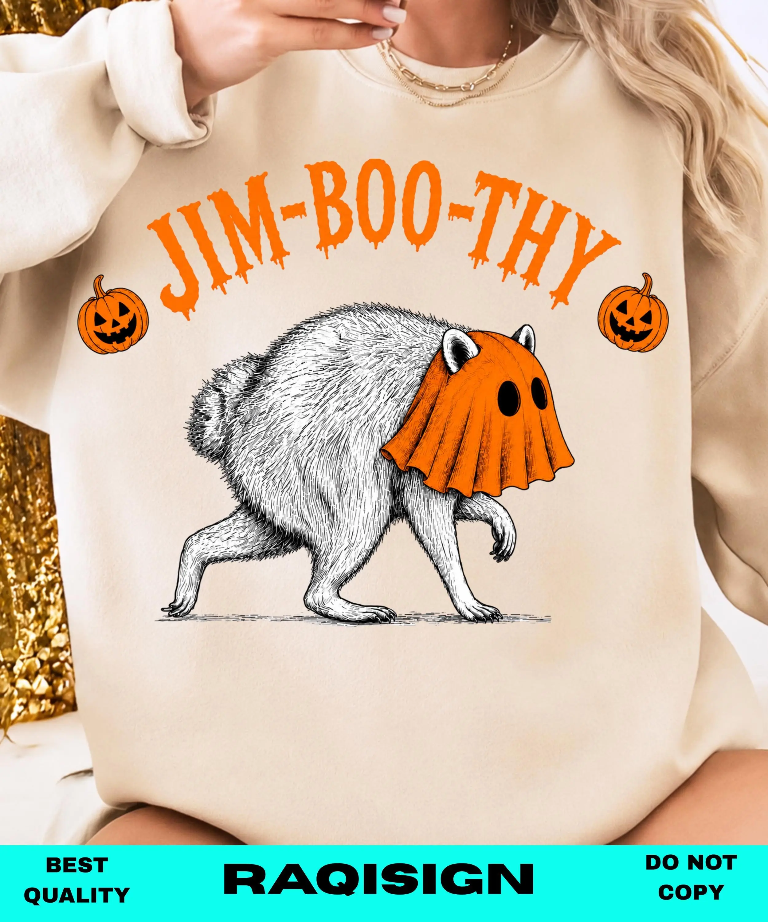 Comfort Colors Halloween Raccoon Trash Panda Ghost Meme T-Shirt for Women, Funny Jimothy Costume Tee, Cute Spooky Season Top - photo 3