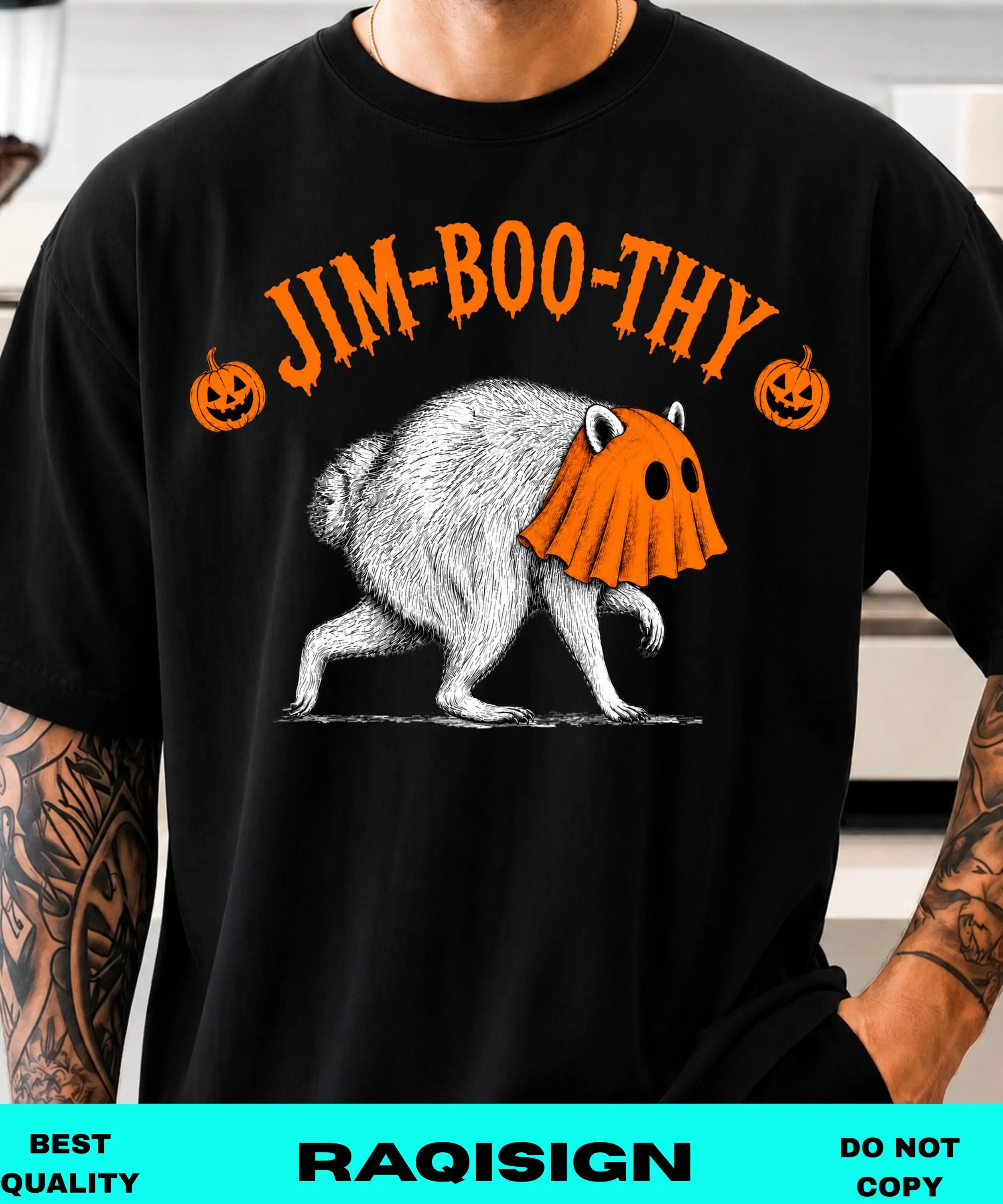 Comfort Colors Halloween Raccoon Trash Panda Ghost Meme T-Shirt for Women, Funny Jimothy Costume Tee, Cute Spooky Season Top - photo 5