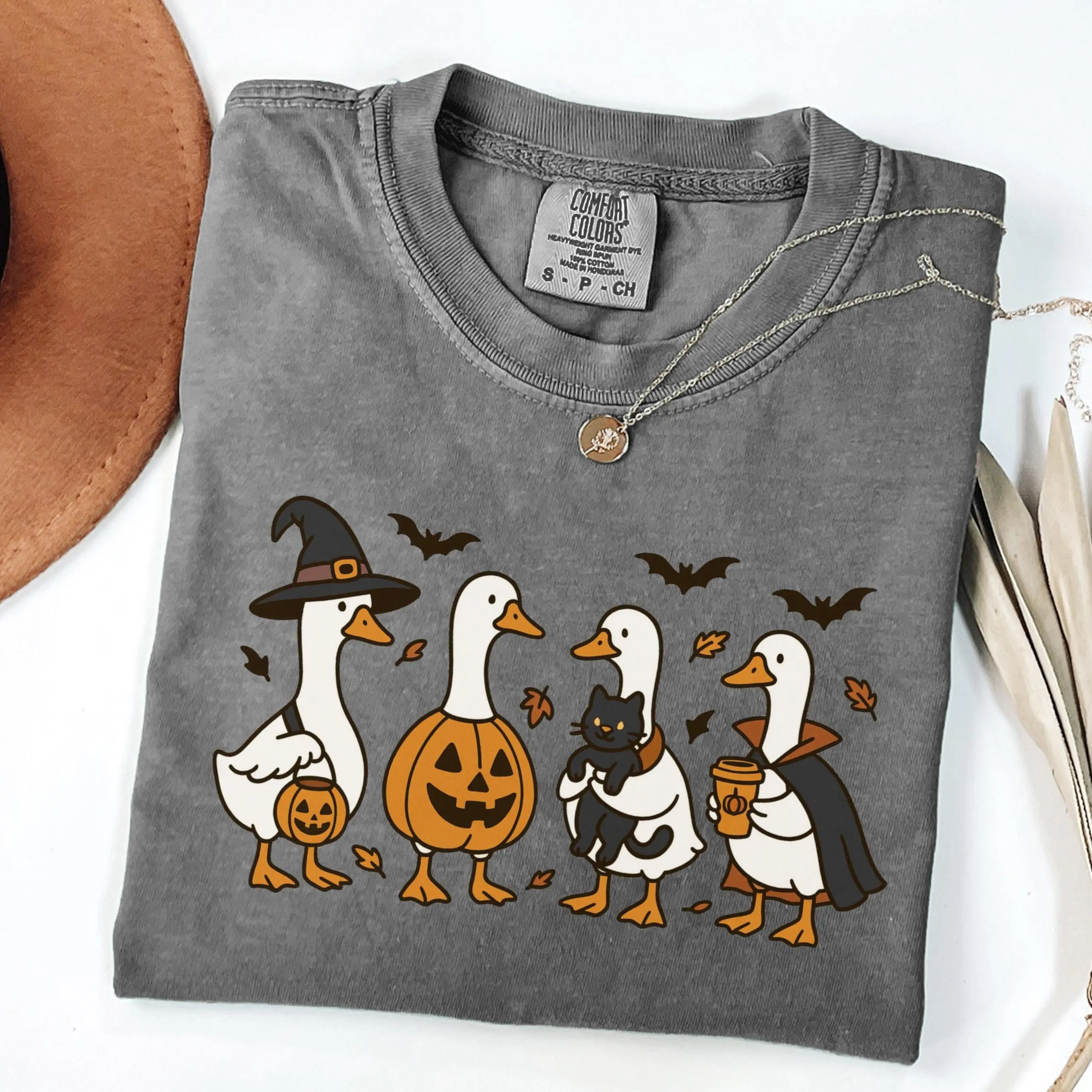 Comfort Colors Halloween Goose Shirt, Silly Ghost Fall Spooky Pumpkin Costume Graphic Tee - photo 5