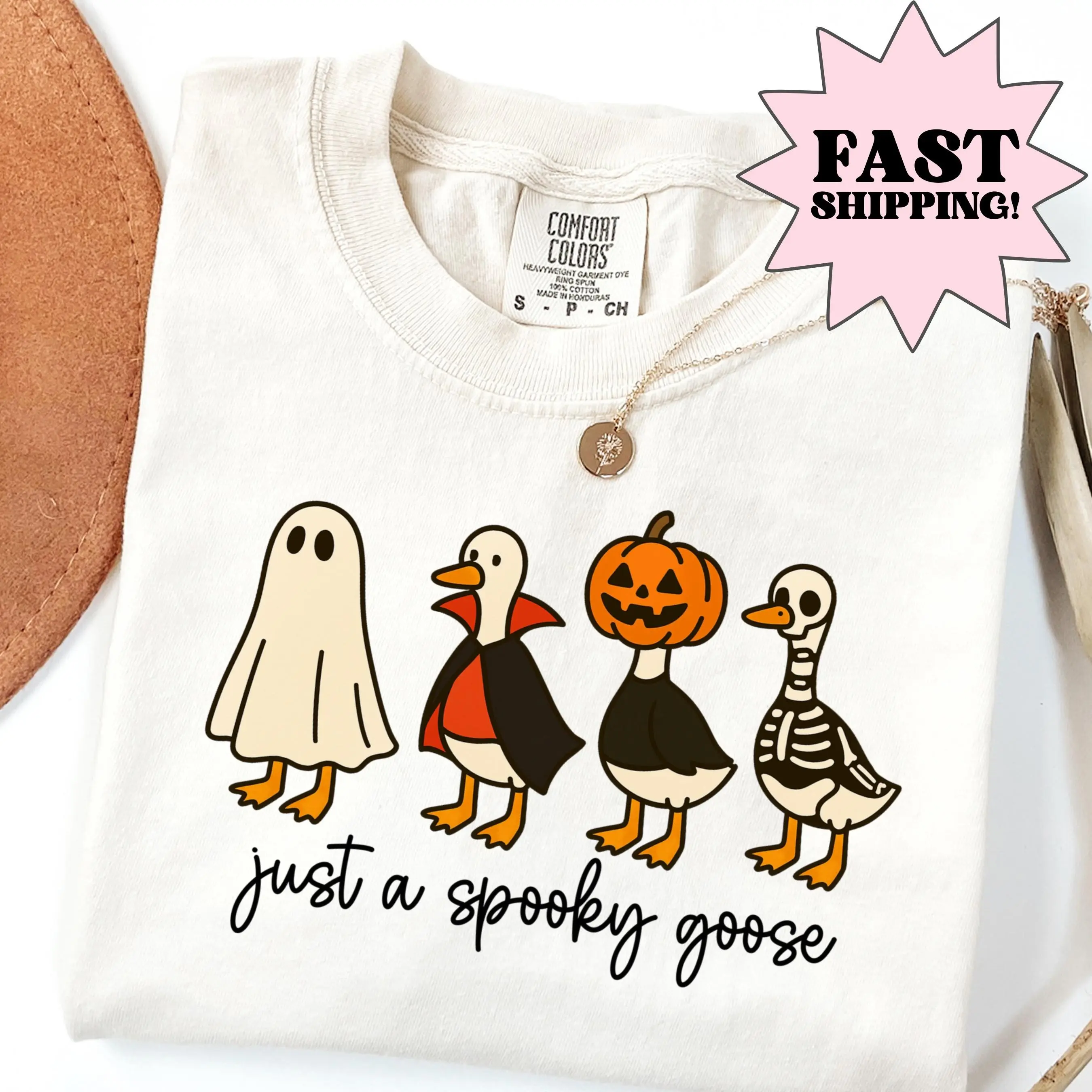 Comfort Colors Halloween Goose Ghost Shirt, Funny Fall Costume Spooky Graphic Tee Gift