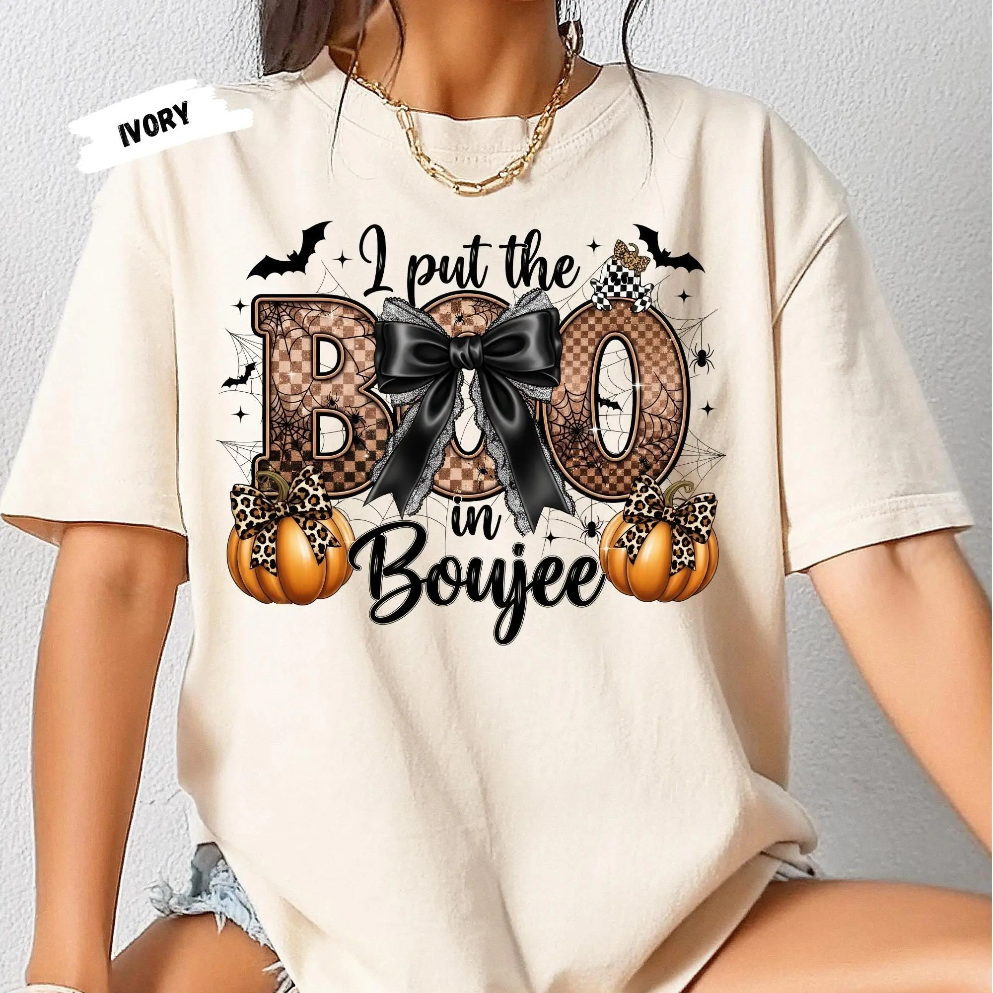 Comfort Colors Halloween Shirt: Leopard Pumpkin Boujee Boo Tee