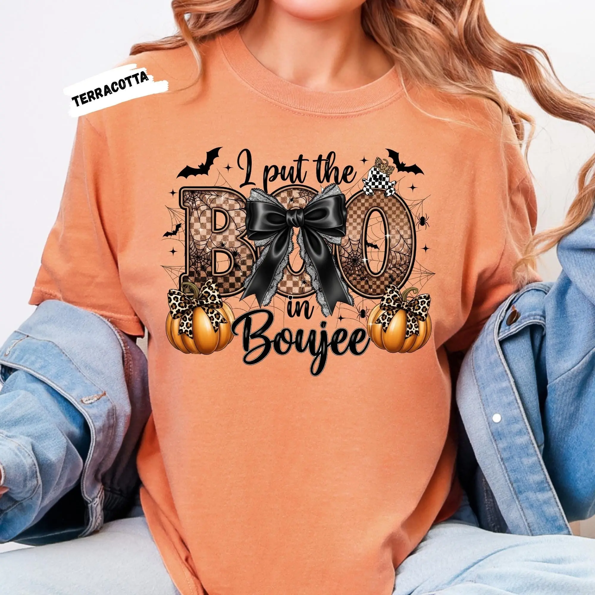 Comfort Colors Halloween Shirt: Leopard Pumpkin Boujee Boo Tee - photo 2