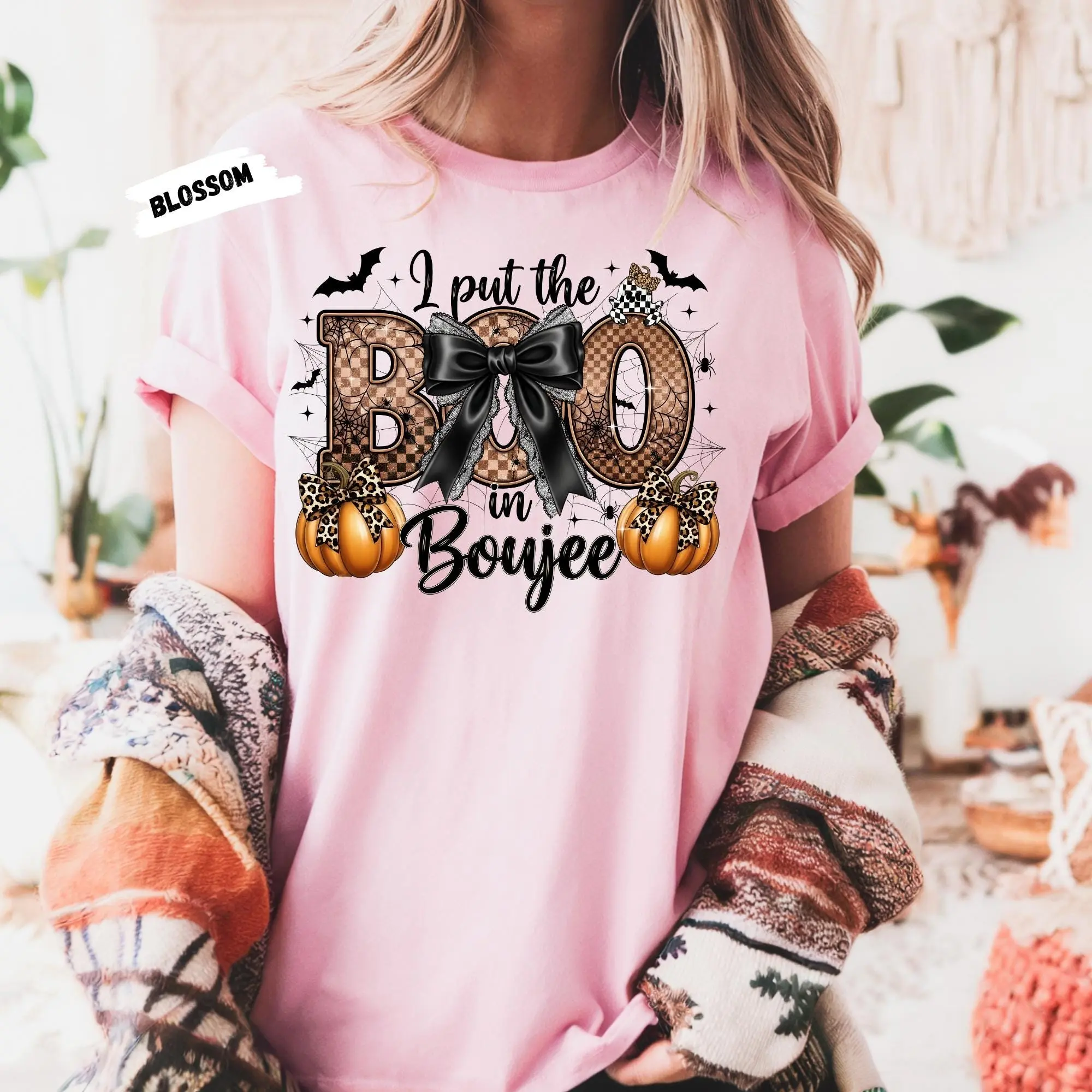 Comfort Colors Halloween Shirt: Leopard Pumpkin Boujee Boo Tee - photo 4